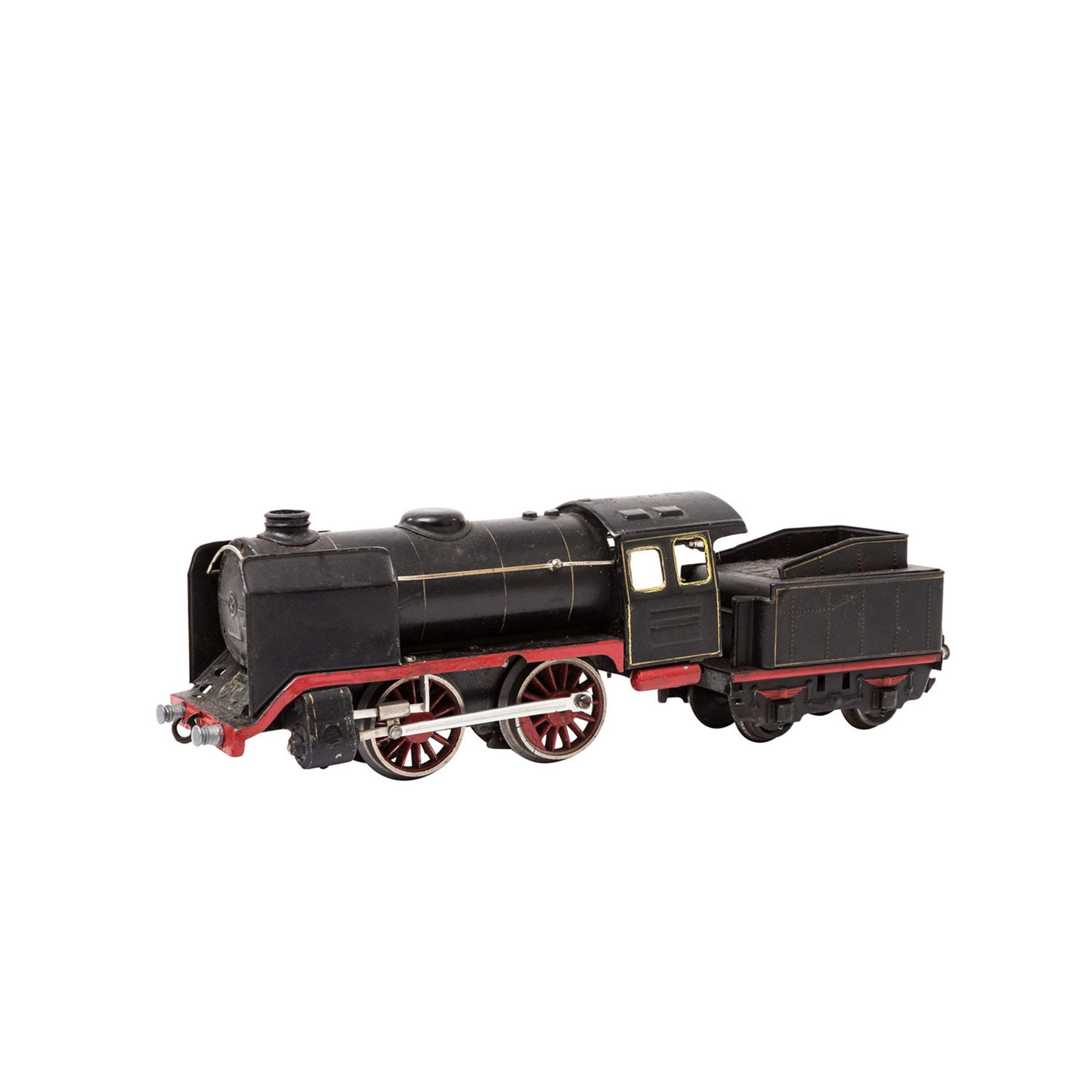 MÄRKLIN Uhrwerk-Dampflok R 910, Spur 0, 1938-1955, Blech, mattschwarz lack., auf Unterseite - Image 2 of 3