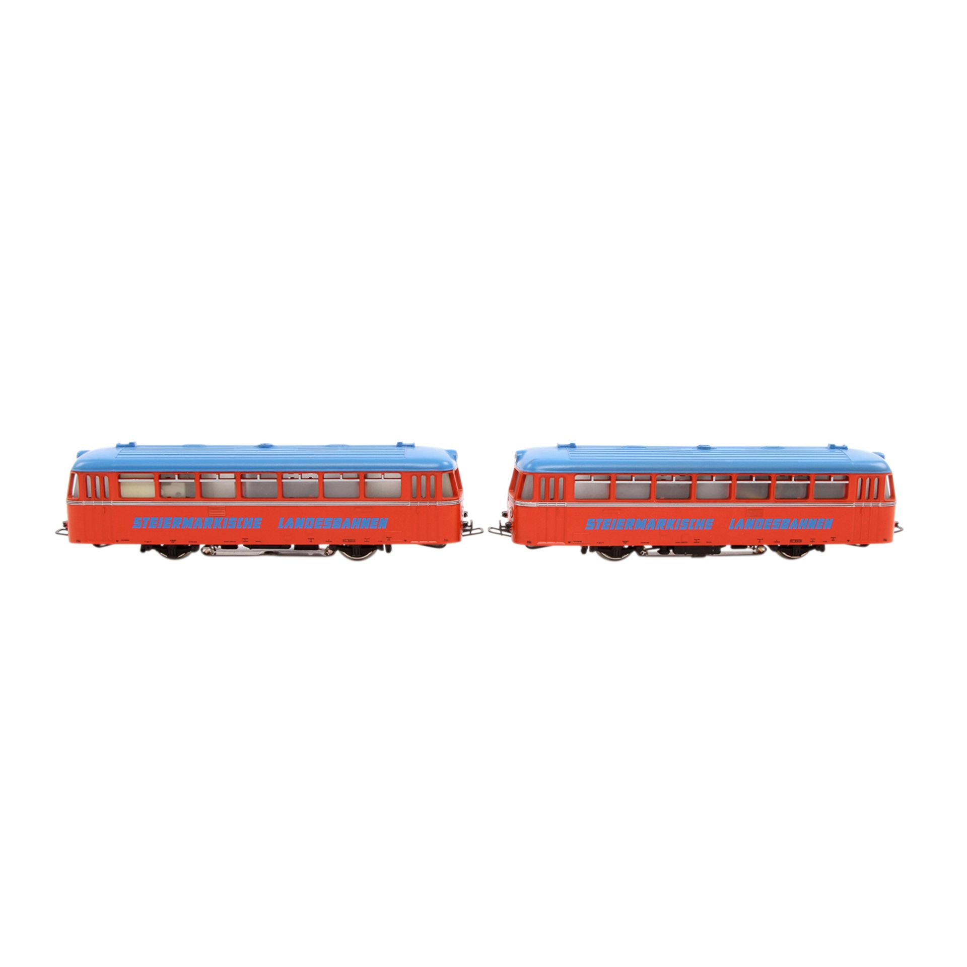 MÄRKLIN Schienenbus mit Beiwagen 3140, Spur H0, Kunststoff-Gehäuse, rot m. blauem Dach, VT 21 und VS - Bild 5 aus 8