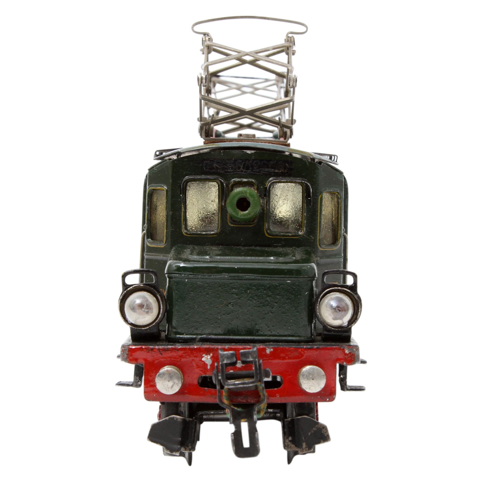 MÄRKLIN E-Lok CS 66/12920, Spur 0, 1933-1953, Blech, grün, lithogr., graues Dach, 66er - Bild 5 aus 9