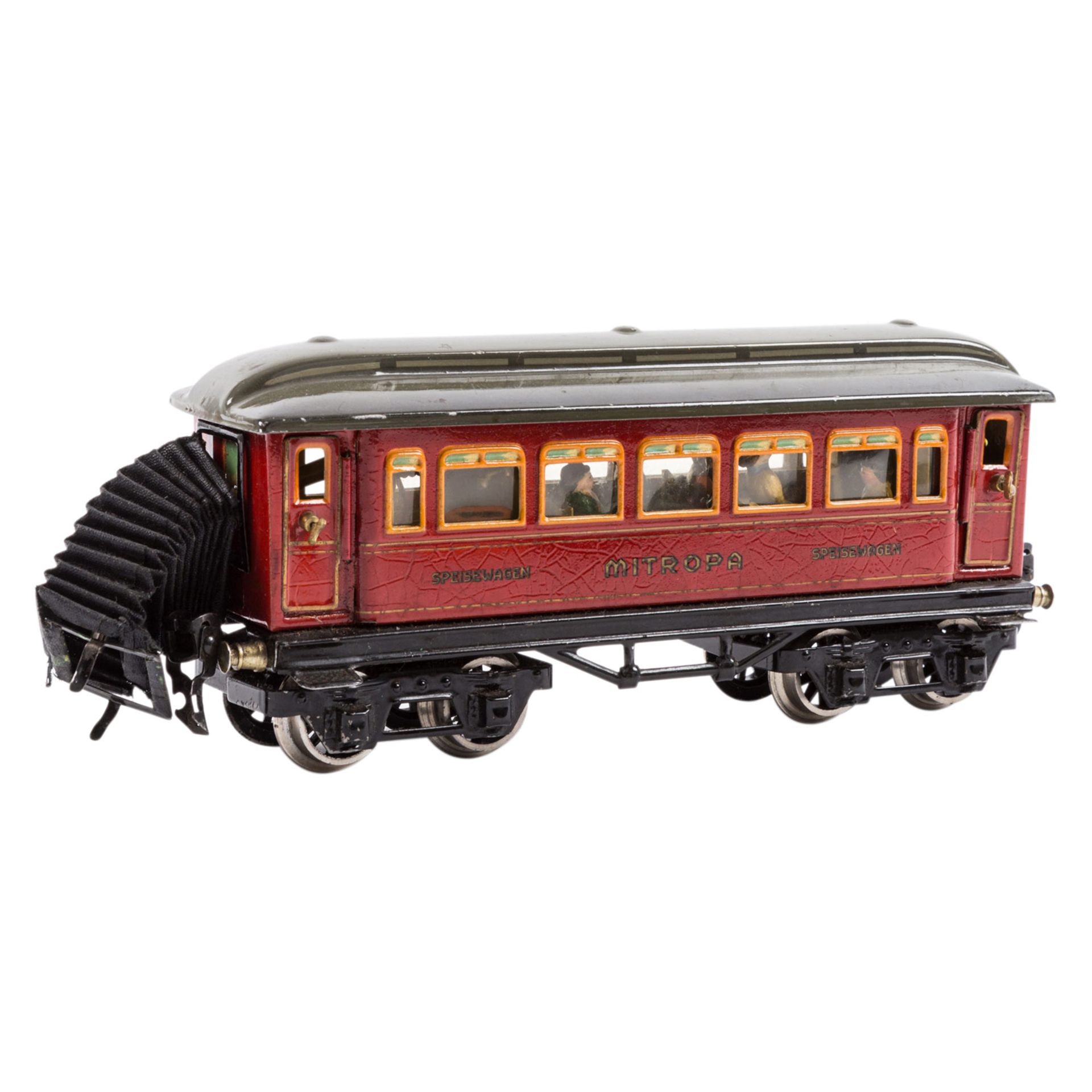 MÄRKLIN Mitropa-Speisewagen 1888 Sp, Spur 0, 1929-1938, Blech, rot, lithogr., 4-achsig, 4 Angeltüren