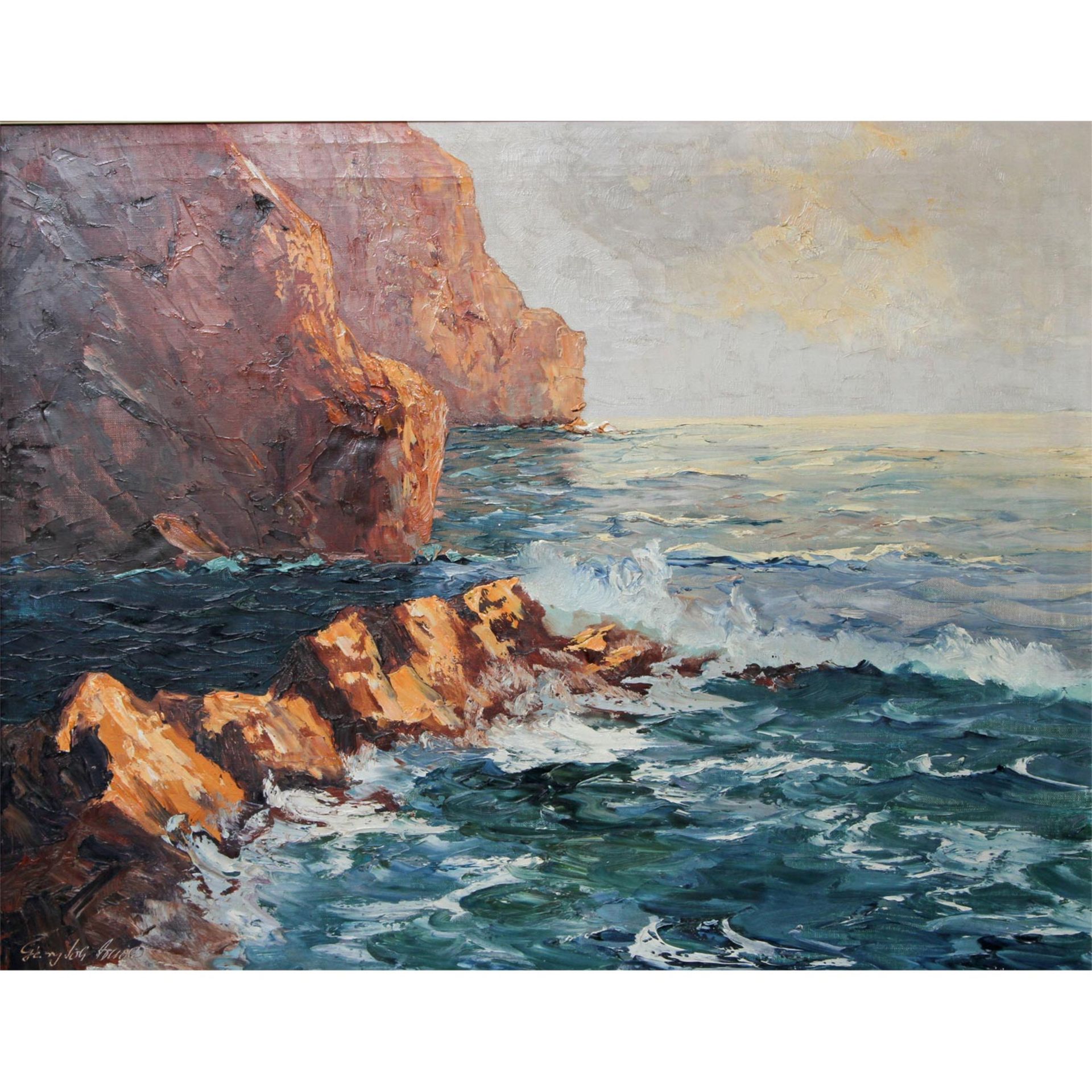 ARNOLD, GEORG, gen. GRABONÉ (Gerabronn 1898-1982 Starnberg): Felsenküste mit stürmischer See,
