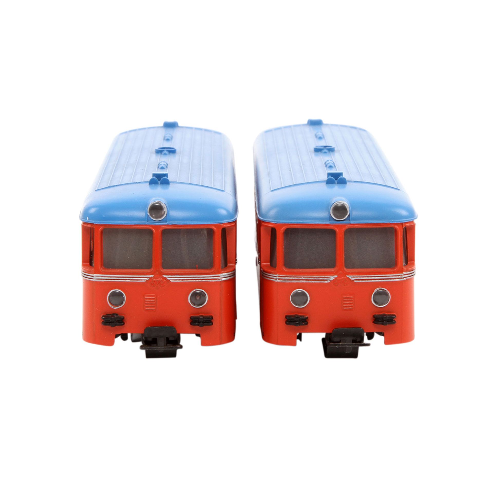 MÄRKLIN Schienenbus mit Beiwagen 3140, Spur H0, Kunststoff-Gehäuse, rot m. blauem Dach, VT 21 und VS - Bild 2 aus 8