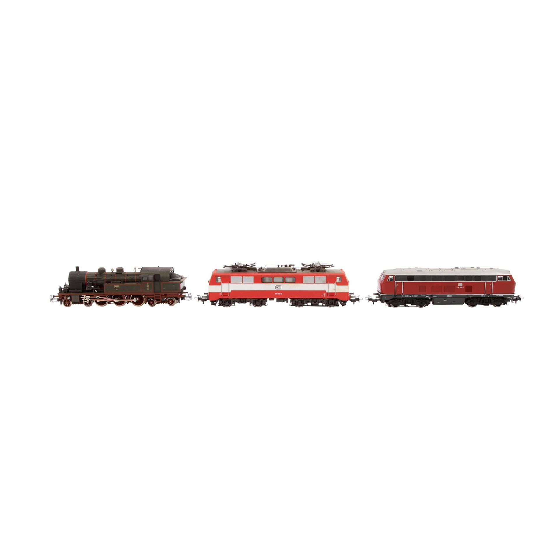 MÄRKLIN drei Loks 3075/3109/3172, Spur H0, Kunststoff-/Guss-Gehäuse, 3075: rot, BR 216 der DB, BN - Bild 3 aus 8