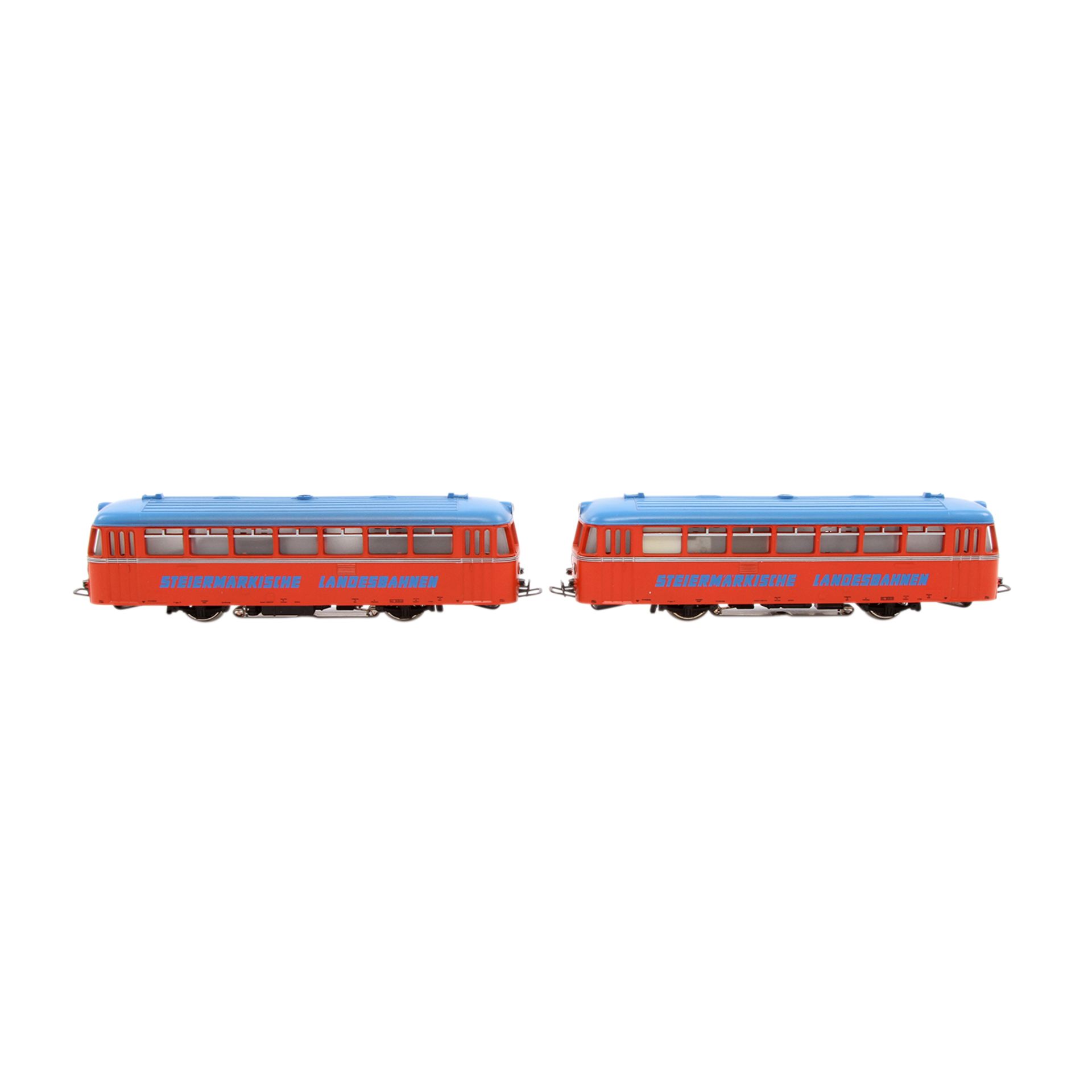 MÄRKLIN Schienenbus mit Beiwagen 3140, Spur H0, Kunststoff-Gehäuse, rot m. blauem Dach, VT 21 und VS - Bild 3 aus 8