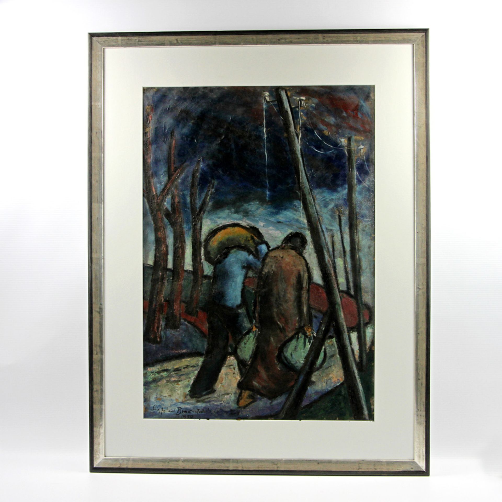 BRAUN, SIGI (geb. 1928) 'Heimkehrer', Gouache/Karton, eindrucksvolle Darstellung zweier - Bild 2 aus 4