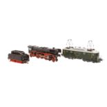 TRIX EXPRESS Konvolut von zwei Lokomotiven, Spur H0, Guss-Gehäuse, bestehend aus E-Lok: grün, BR