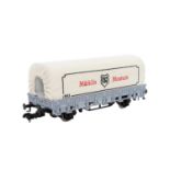 MÄRKLIN Museumswagen 1993 85830, Spur 1, grauer Niederbordwagen mit beiger Plane, BN 513 108, DB,