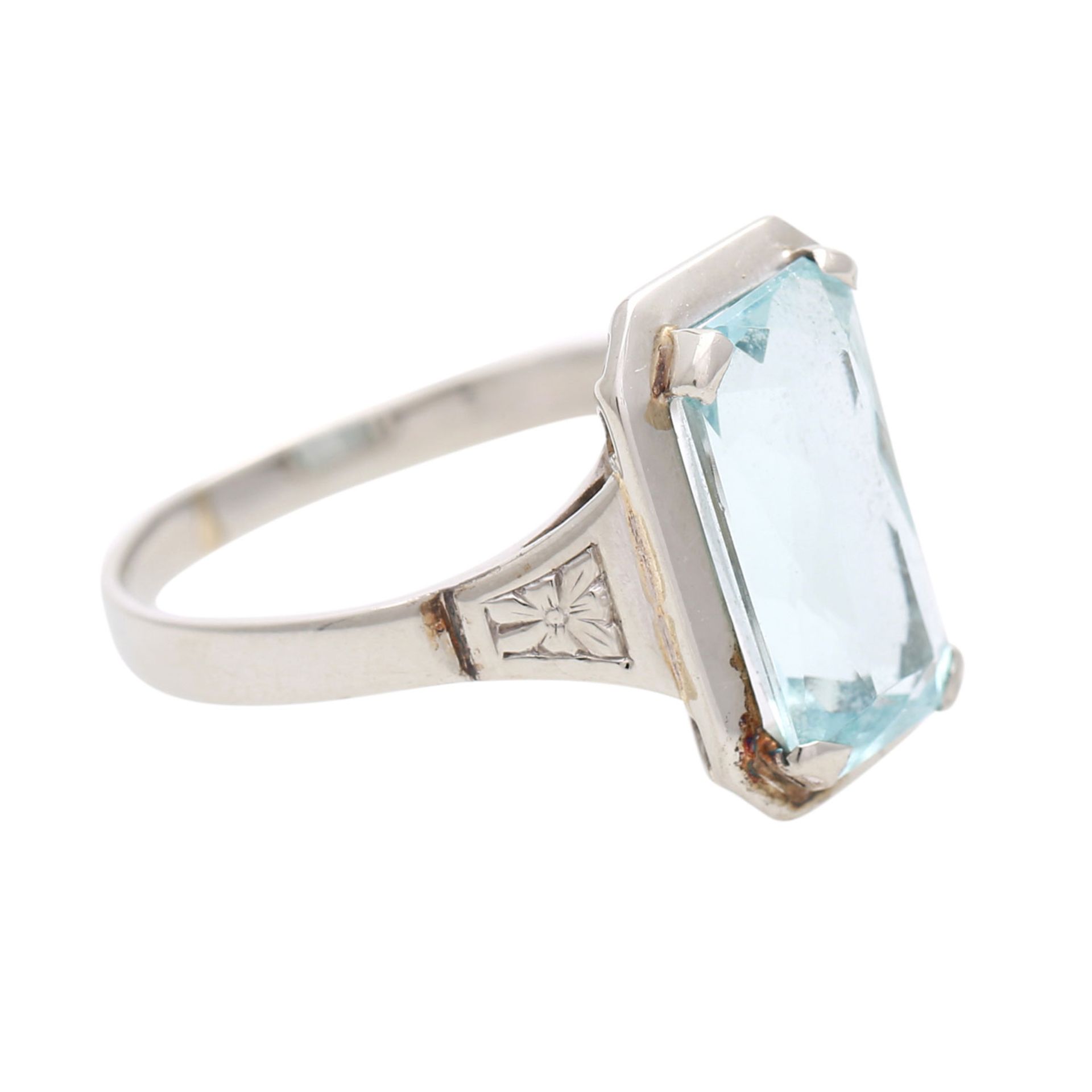 Ring mit Aquamarin von ca. 2,7 ct., WG 18K, ca. 3,1 gr., RW 54, Mitte 20. Jh., altersgemäße - Image 2 of 4