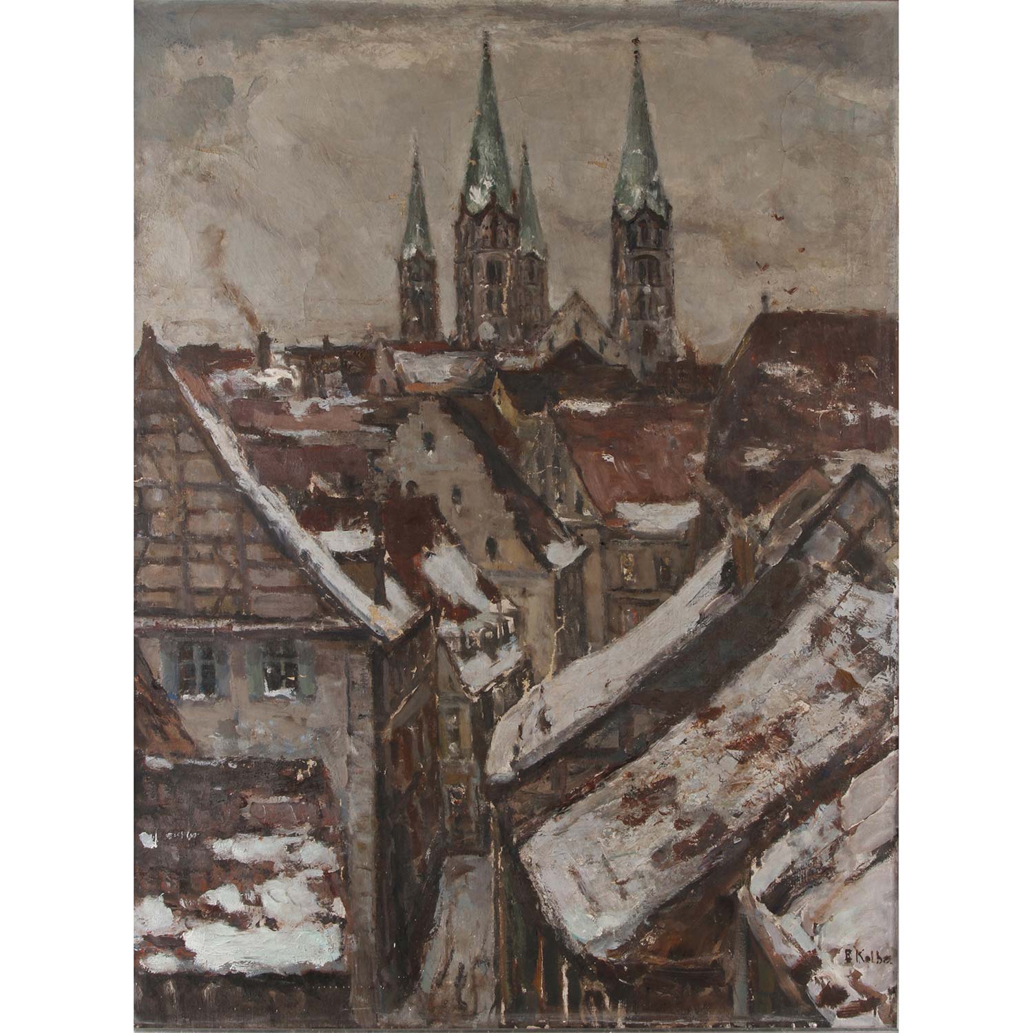 KOLBE, ERNST (Marienwerder 1876-1945 Rathenow), "Bamberg im Winter", Blick auf die Altstadt mit