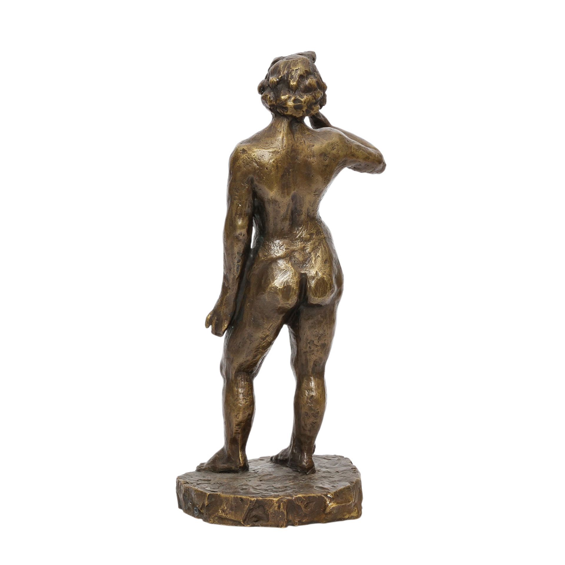 Figur 'Frauenakt', 20. Jhd. Bronze, stehender weiblicher Akt, H. ca. 33cm. Altersspuren. - Image 4 of 5