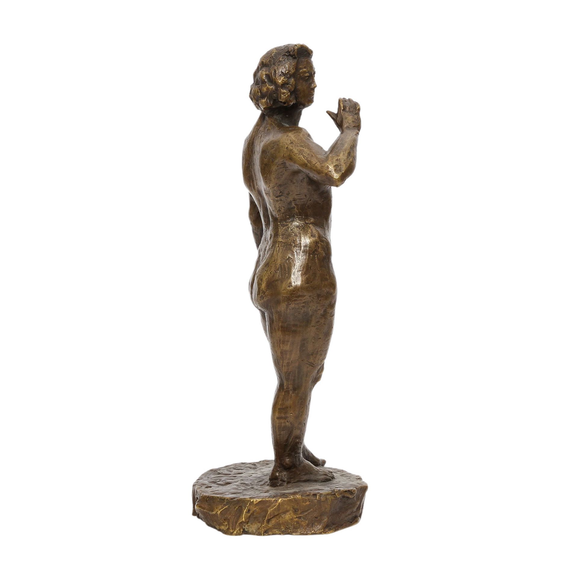 Figur 'Frauenakt', 20. Jhd. Bronze, stehender weiblicher Akt, H. ca. 33cm. Altersspuren. - Image 5 of 5