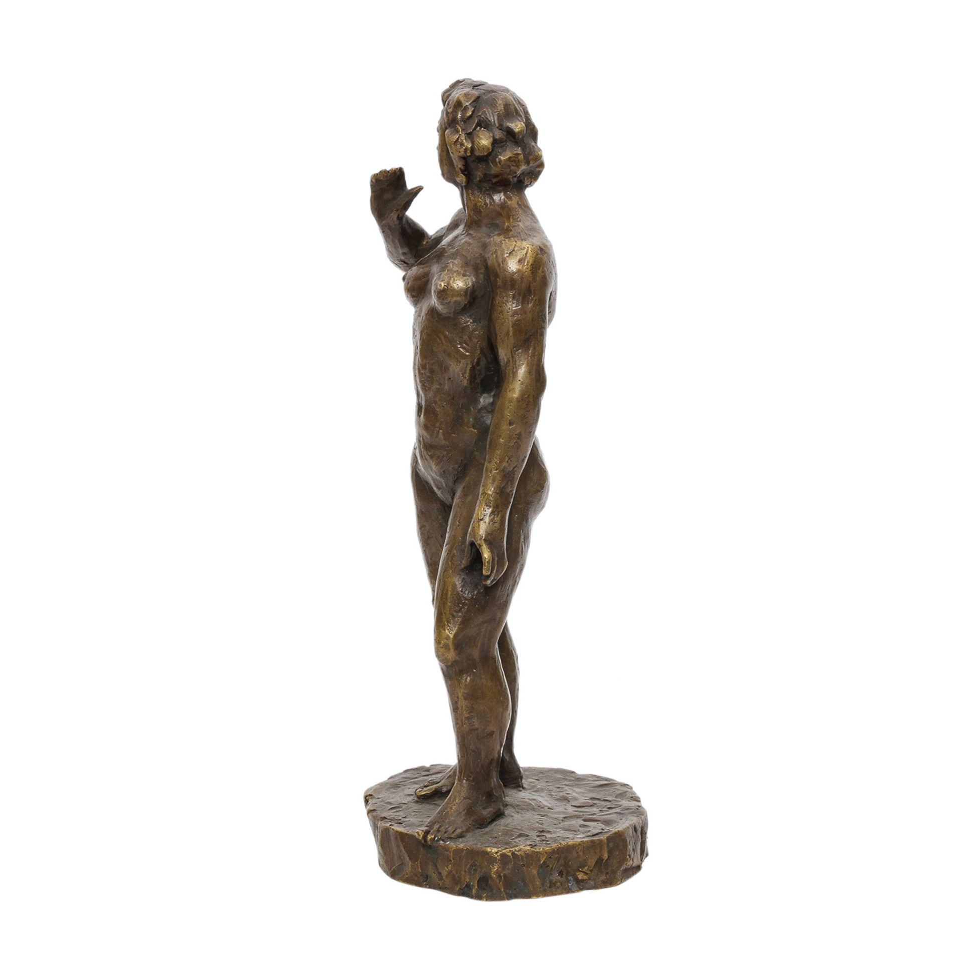 Figur 'Frauenakt', 20. Jhd. Bronze, stehender weiblicher Akt, H. ca. 33cm. Altersspuren. - Image 3 of 5