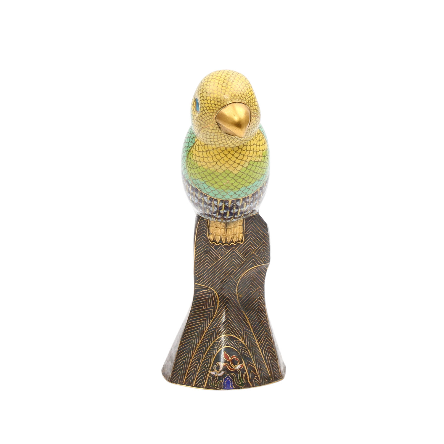 Cloisonné-Papagei. CHINA, wohl um 1900 auf einem hohen Felsen stehende Darstellung. Das Gefieder - Image 2 of 8