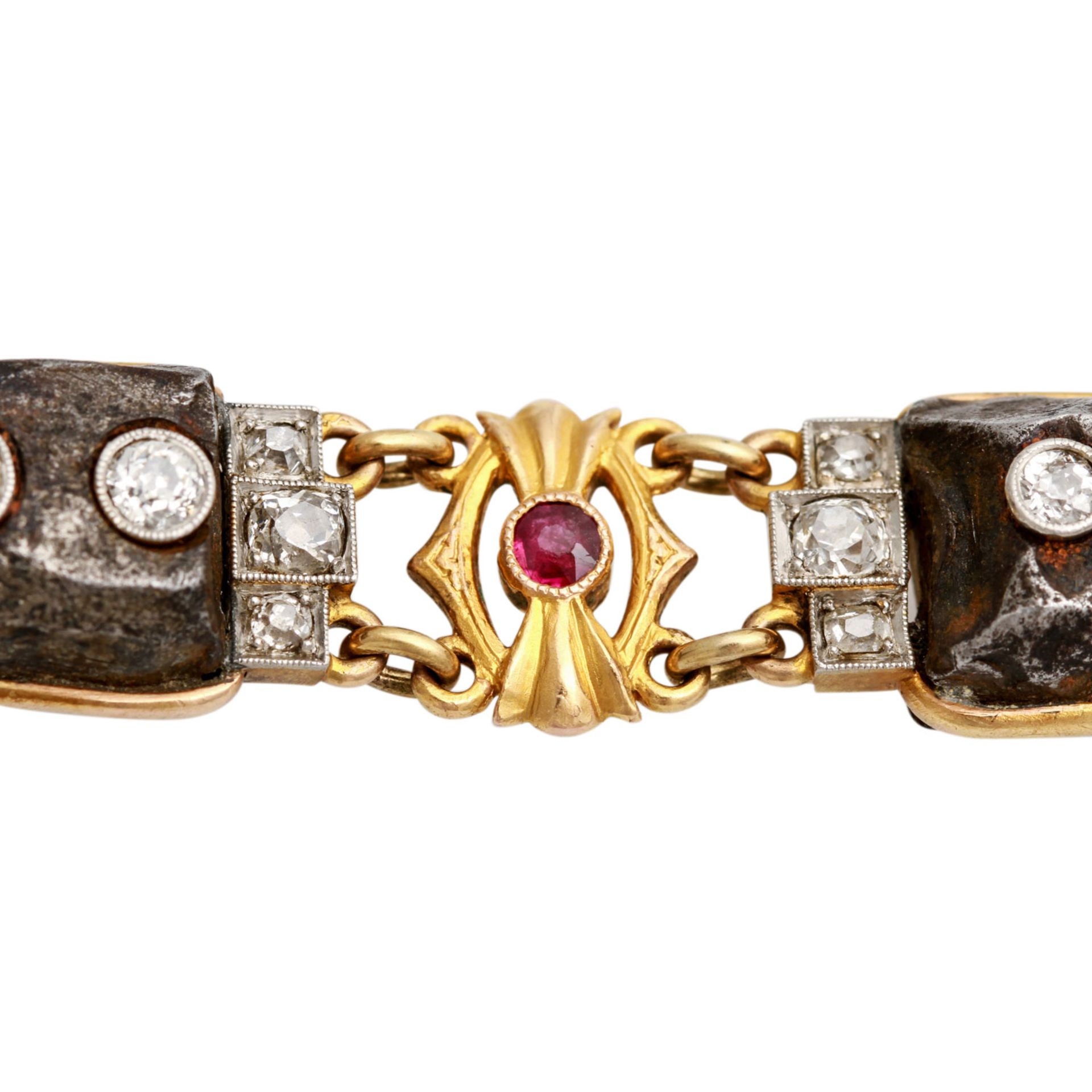 Außergewöhnliches Armband aus Eisenelementen mit Altschliffdiamanten zus. ca. 2,3 ct, LGW - GETÖNT / - Image 5 of 5