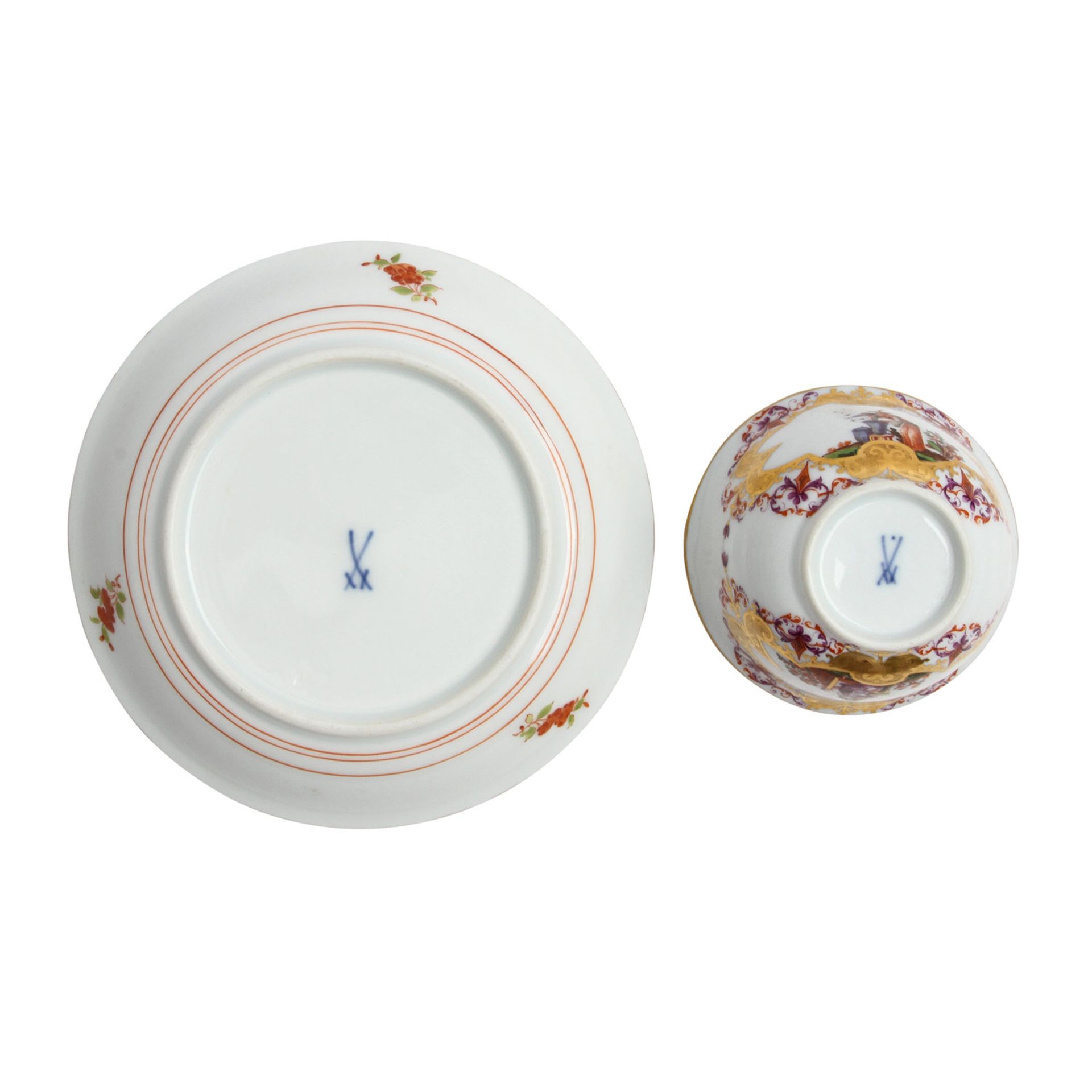 MEISSEN Chinoiserien-Koppchen mit Untertasse, 20. Jh. Polychrome Staffage nach Johann Gregorius - Image 5 of 6