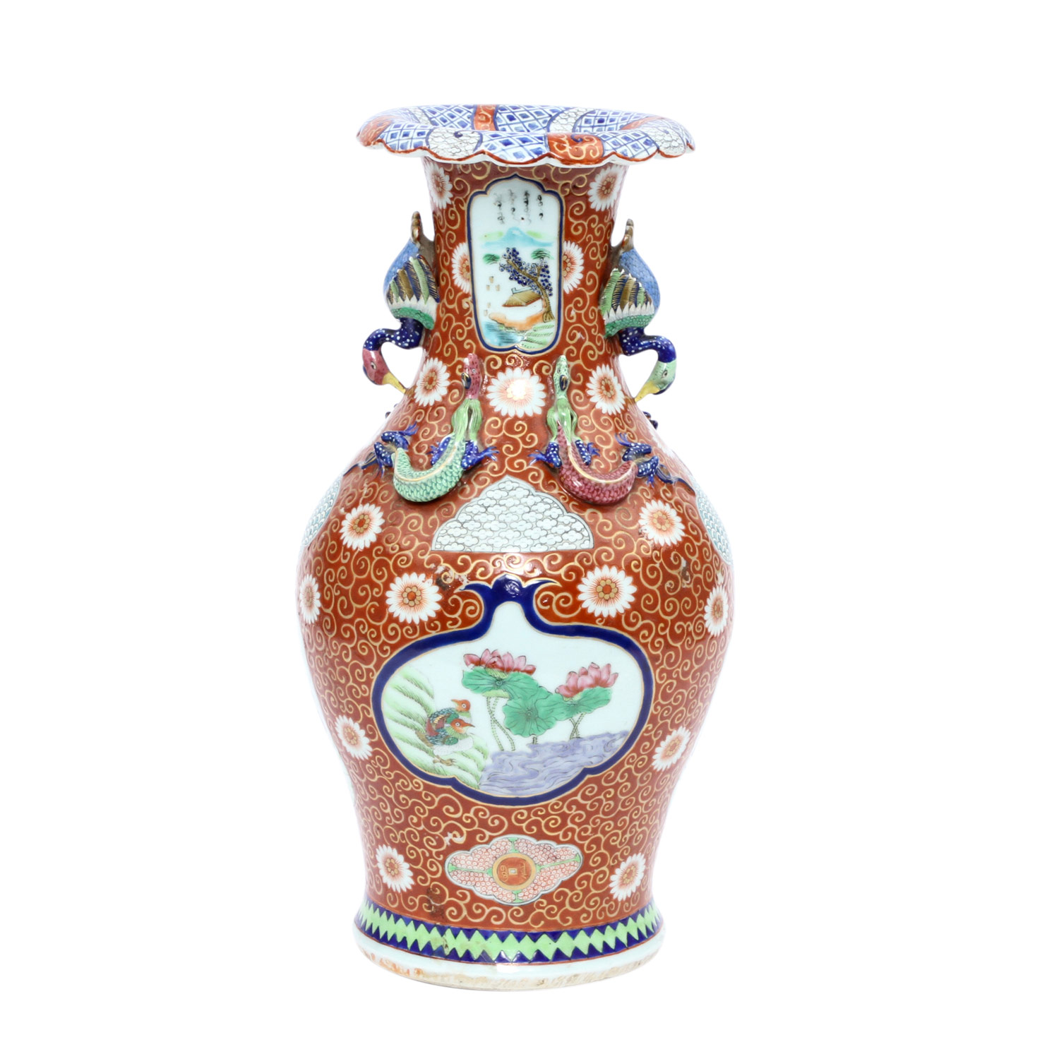 Außergewöhnliche Vase. CHINA, um 1900 balusterförmig mit zwei seitlichen Handhaben in Form von - Image 3 of 7