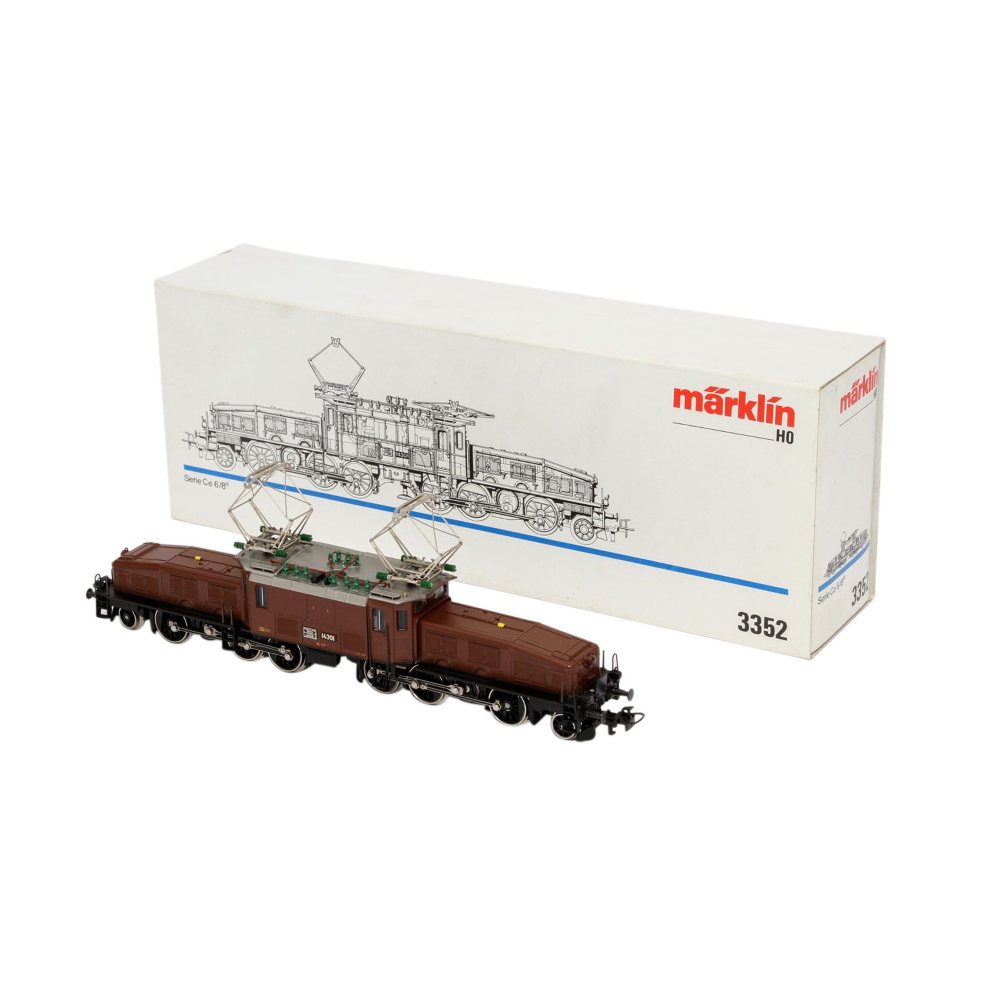 MÄRKLIN Schweizer Krokodil 3352, Spur H0, Guss, braun, BR Ce 6/8III der SBB, BN 14301, beidseitig