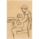 ZILLE, HEINRICH (Radeburg 1858-1929 Berlin), "Person mit Kind am Tisch", Studie, Graphitstift/