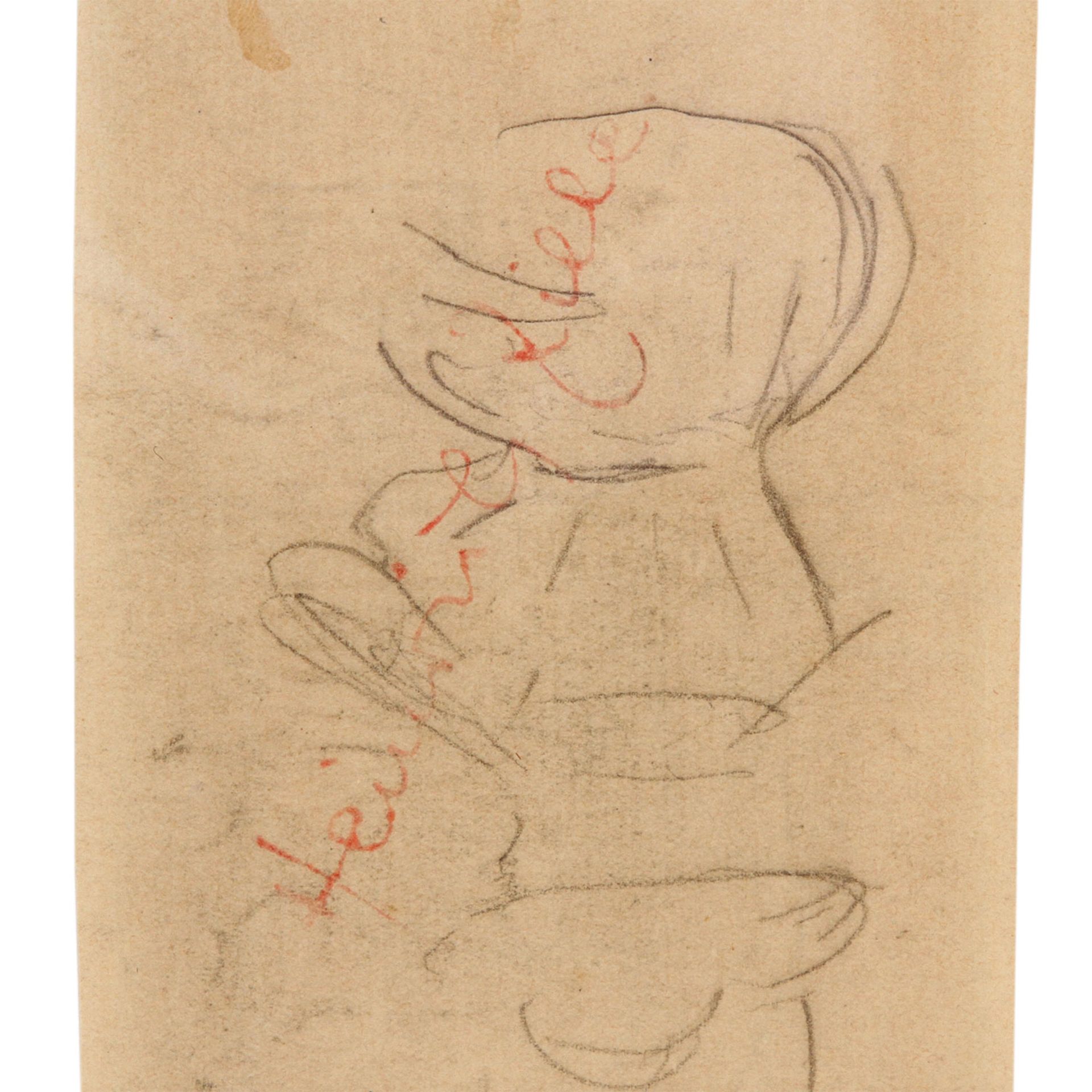 ZILLE, HEINRICH (Radeburg 1858-1929 Berlin), "Person mit Kind am Tisch", Studie, Graphitstift/ - Image 4 of 4