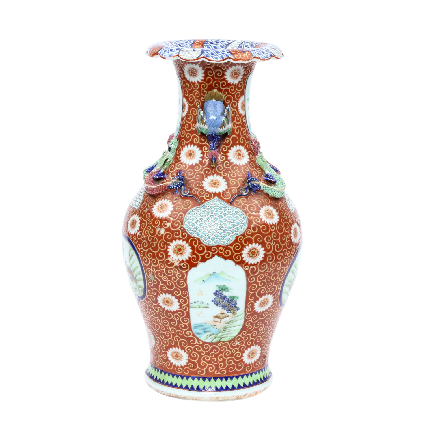 Außergewöhnliche Vase. CHINA, um 1900 balusterförmig mit zwei seitlichen Handhaben in Form von - Image 2 of 7