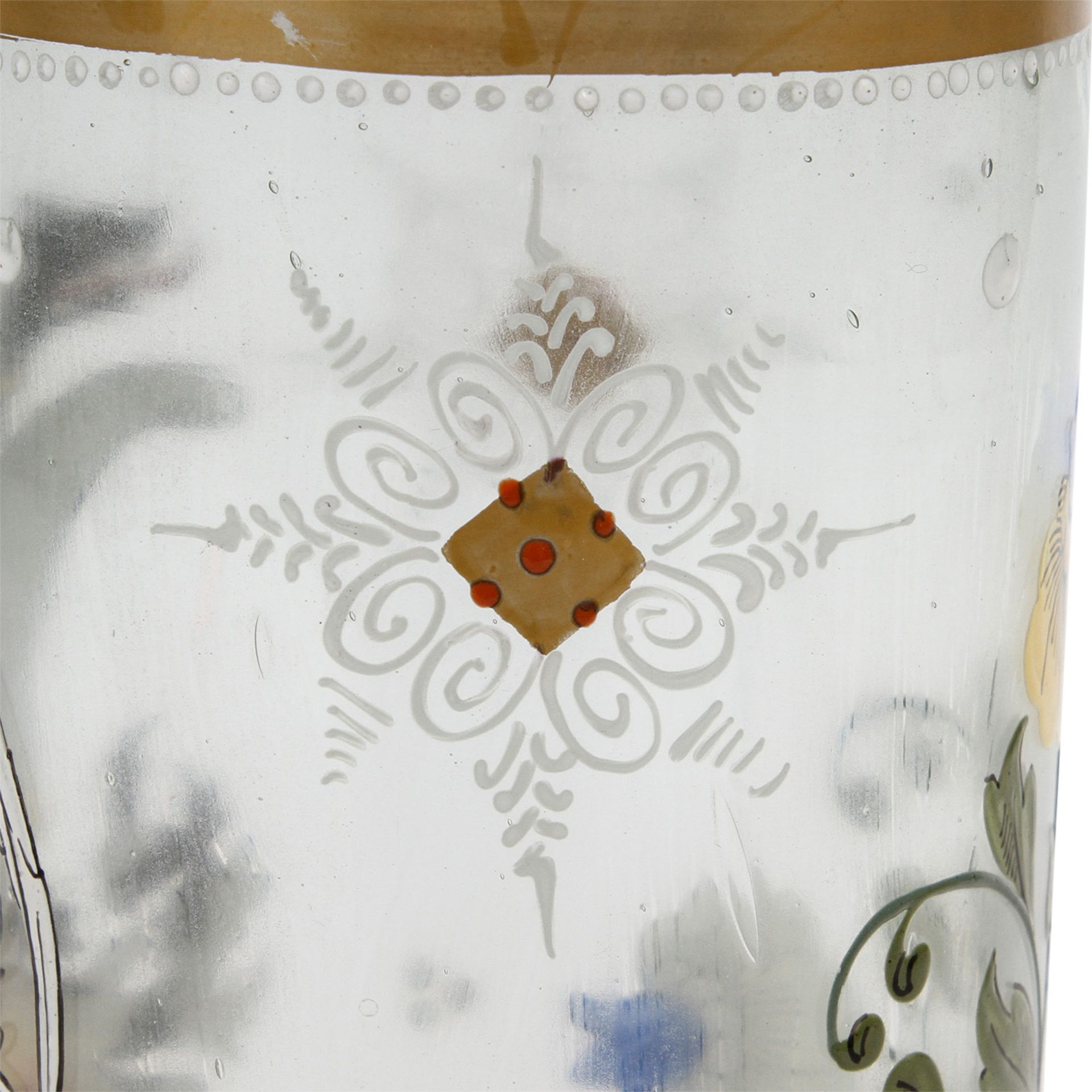 WAPPEN-BECHER Ende 19.Jh.,farbloses Glas mit farbiger Emailbemalung, gold staffiert, H: 22,5 cm. - Image 6 of 7
