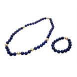 Set Kette und Armband aus Lapislazuli, tiefblaue Kugeln, feine Qualität, KP: 1.320 €, Durchmesser