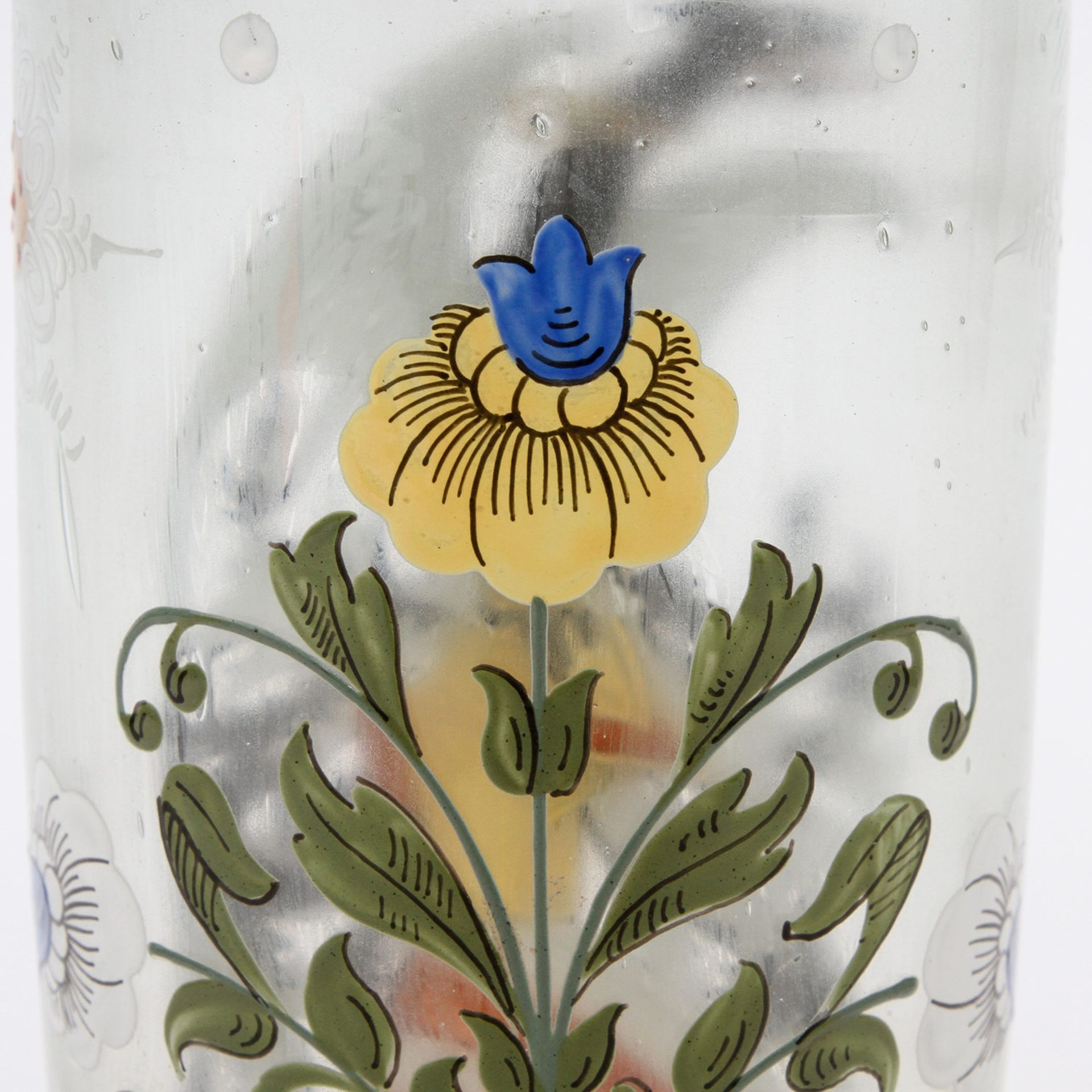 WAPPEN-BECHER Ende 19.Jh.,farbloses Glas mit farbiger Emailbemalung, gold staffiert, H: 22,5 cm. - Image 5 of 7