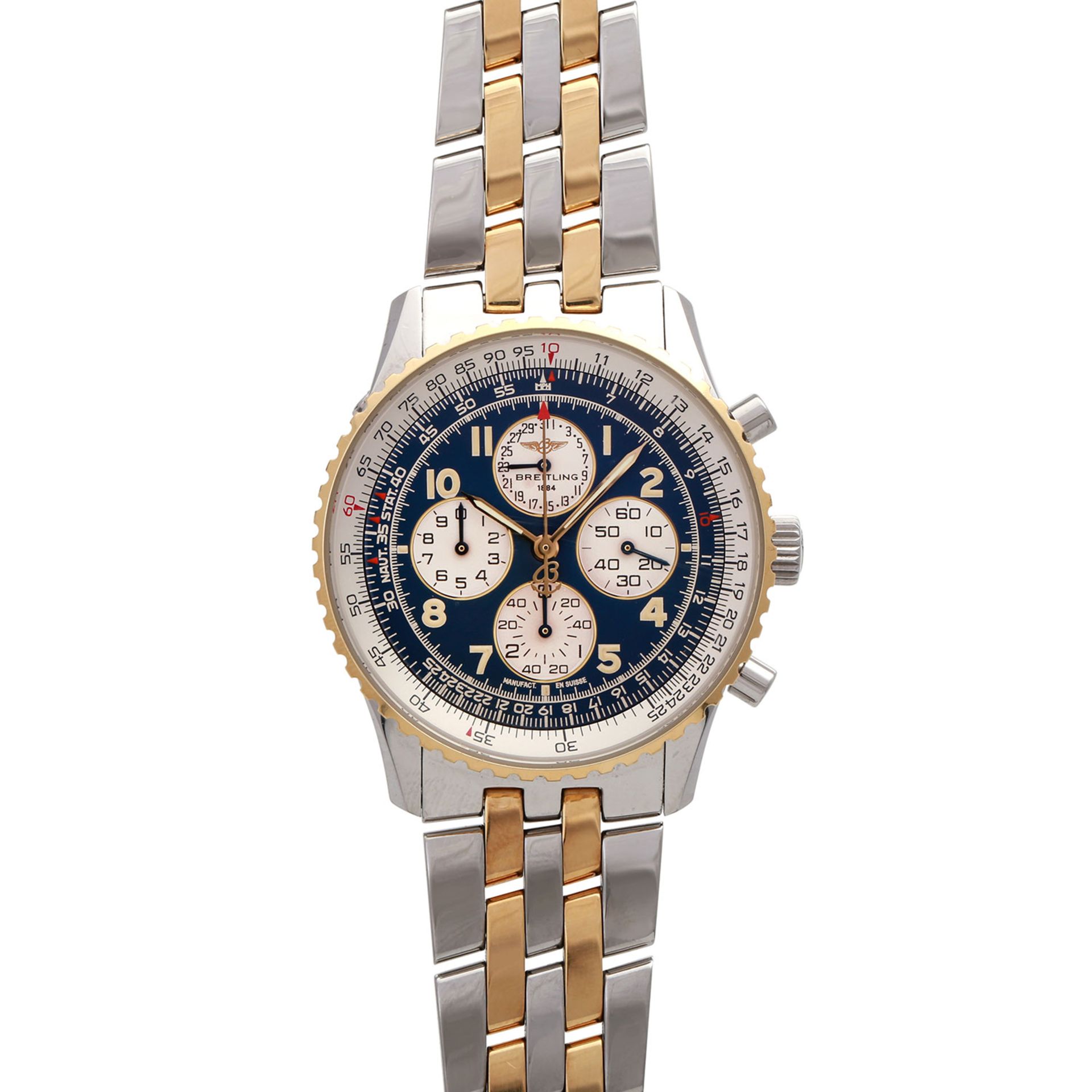 BREITLING Navitimer Airborne Chronograph Herrenuhr, Ref. D 33030, 1990er Jahre. Edelstahl/Gold