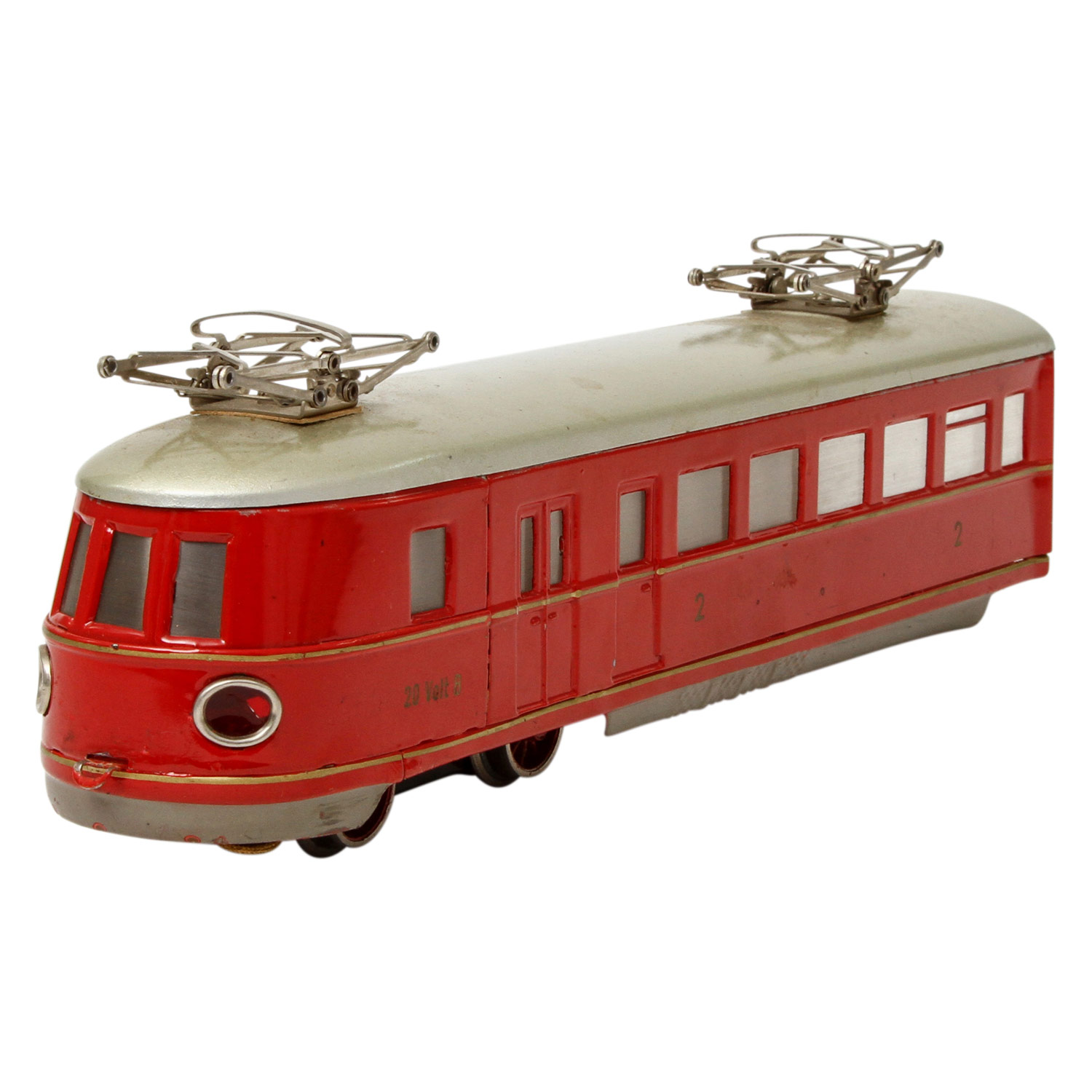 MÄRKLIN Schnelltriebwagen TW 66/12940/3 PR, Spur 0, 1937-1939, Blech, rot lack., 3-teilig, 8-achsig, - Image 10 of 36