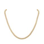 Rivière Collier ausgefasst mit Brillanten von zus. ca. 6 ct, FW - WEISS (G - H) / VS - SI, GG 18K,