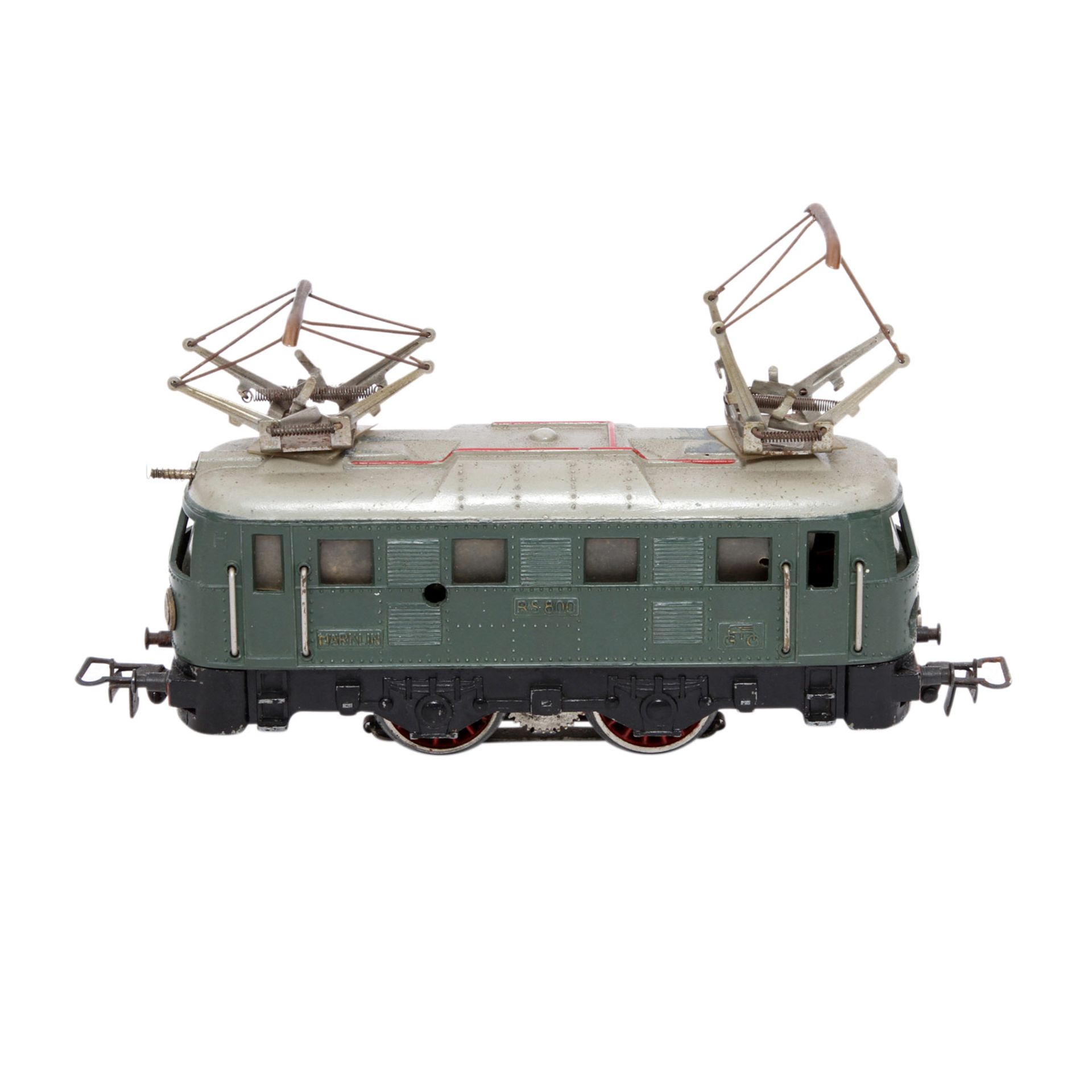 MÄRKLIN E-Lok RS 800, Spur H0, 1940er Jahre, Guss, grün, bez. „RS 800“, 2 Stromabnehmer (ergänzt), 2 - Image 5 of 7