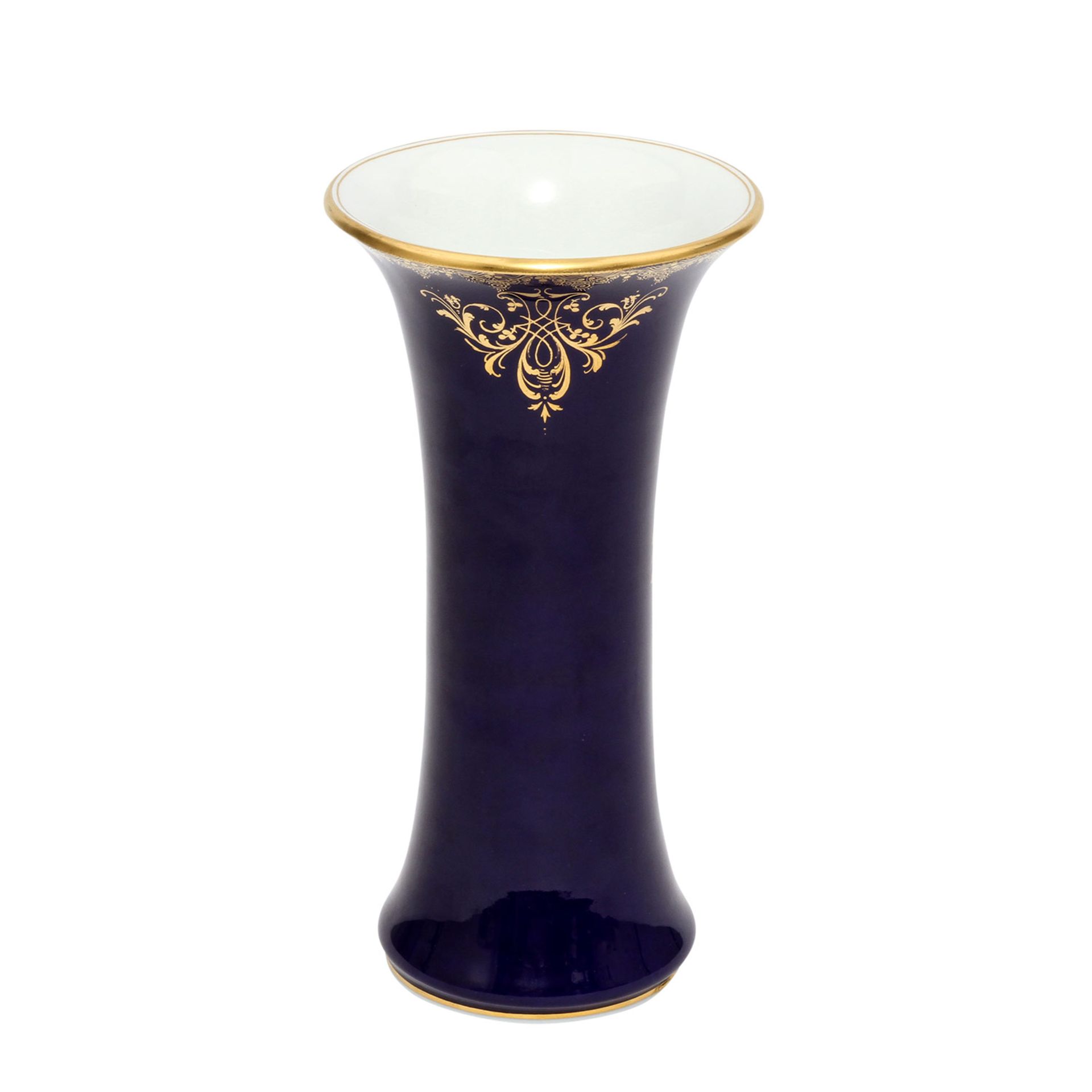 MEISSEN Vase, Pfeifferzeit 1924-1934. Trompetenform, kobaltblauer Fond, schauseitige Goldreserve mit - Image 2 of 6