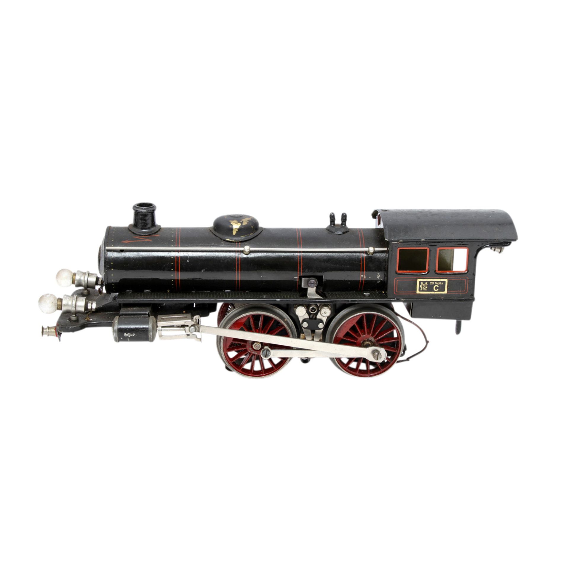 MÄRKLIN 20 Volt-Dampflok E 65/13041, Spur 1, 1926-1931, schwarz lithogr., vor- u. rückwärtsfahrend - Image 4 of 10