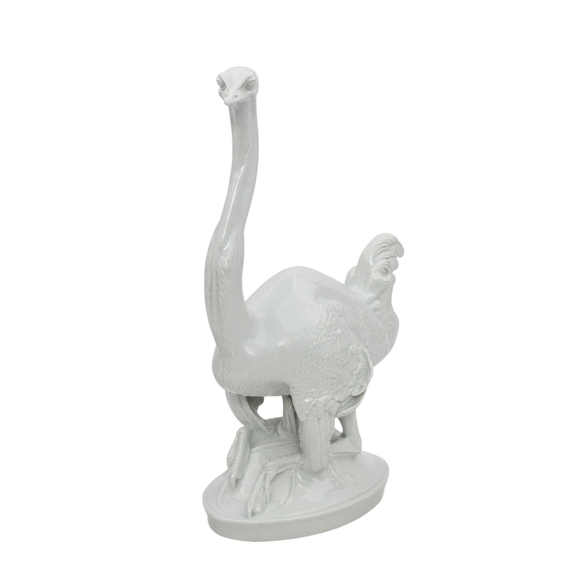 MEISSEN große Tierfigur "Strauß", Pfeifferzeit 1924-1934 Entwurf Paul Walther 1927, Weißporzellan,