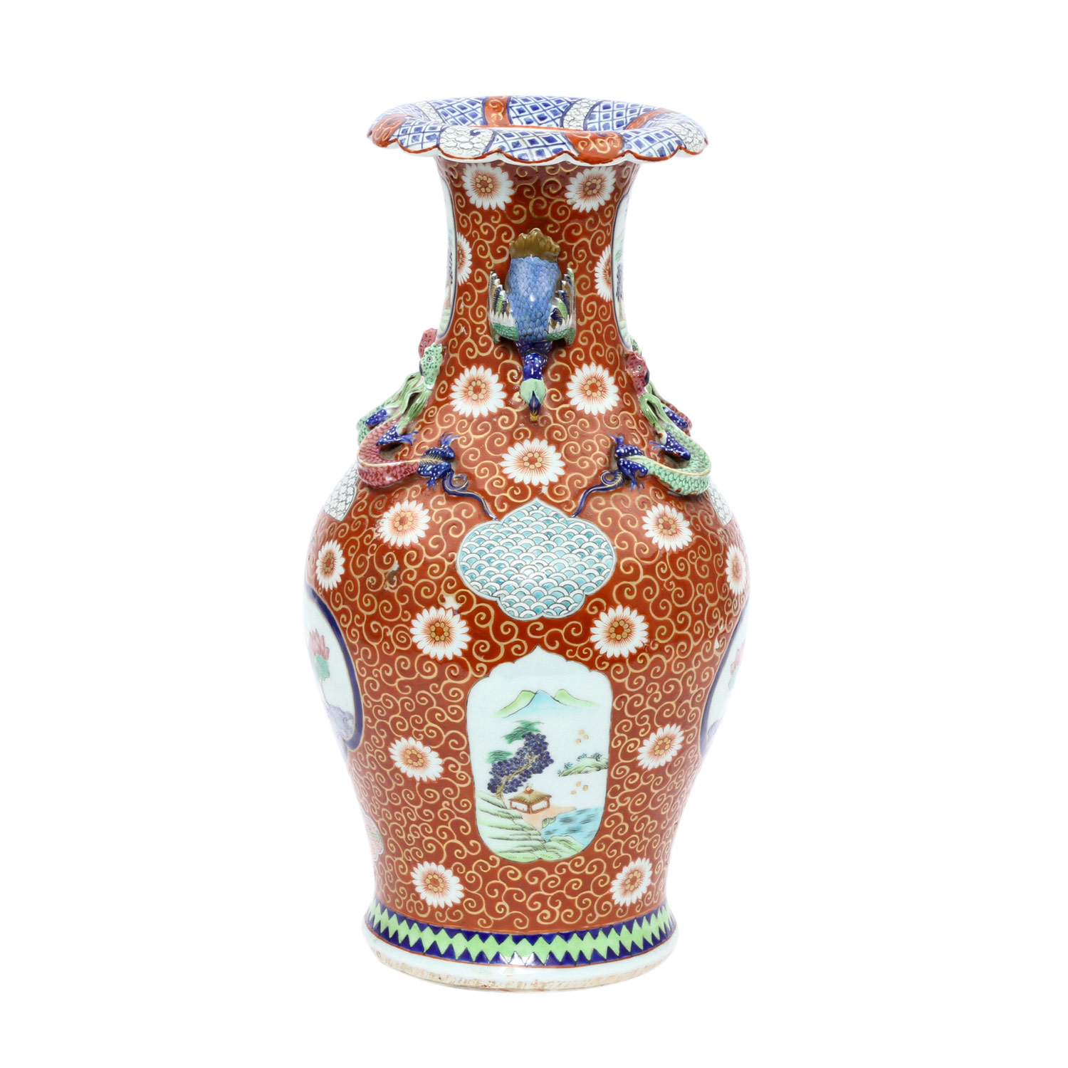 Außergewöhnliche Vase. CHINA, um 1900 balusterförmig mit zwei seitlichen Handhaben in Form von - Image 4 of 7
