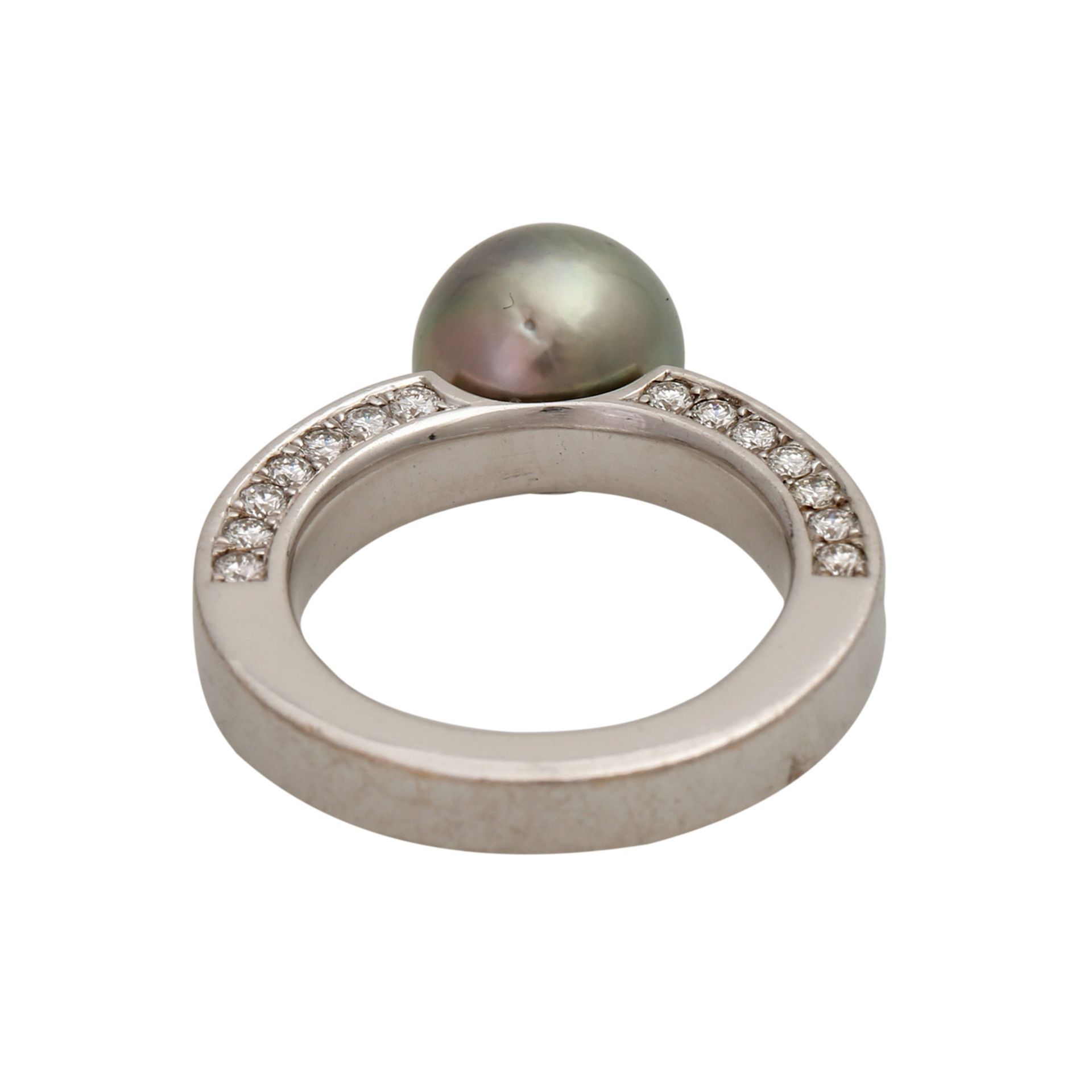 Ring mit grauer Tahitizuchtperle und 42 Brillanten, zus. ca. 1,26 ct, FW - GW (G - K) / VVS - VS, WG - Image 4 of 5