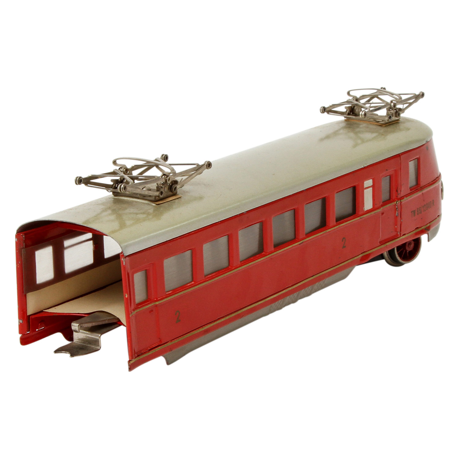 MÄRKLIN Schnelltriebwagen TW 66/12940/3 PR, Spur 0, 1937-1939, Blech, rot lack., 3-teilig, 8-achsig, - Image 12 of 36