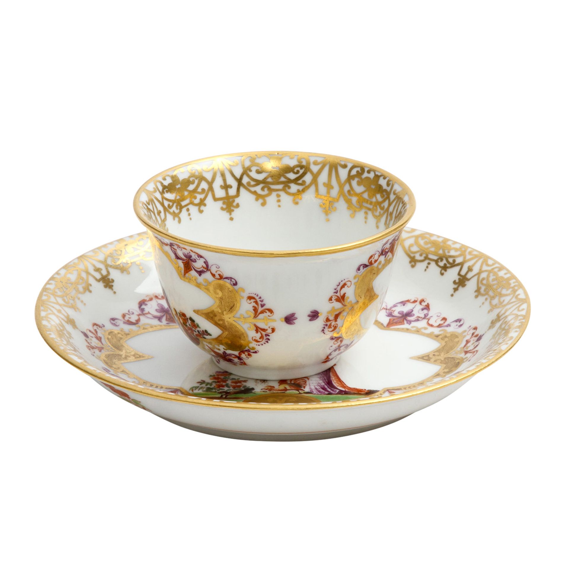 MEISSEN Chinoiserien-Koppchen mit Untertasse, 20. Jh. Polychrome Staffage nach Johann Gregorius - Image 2 of 6