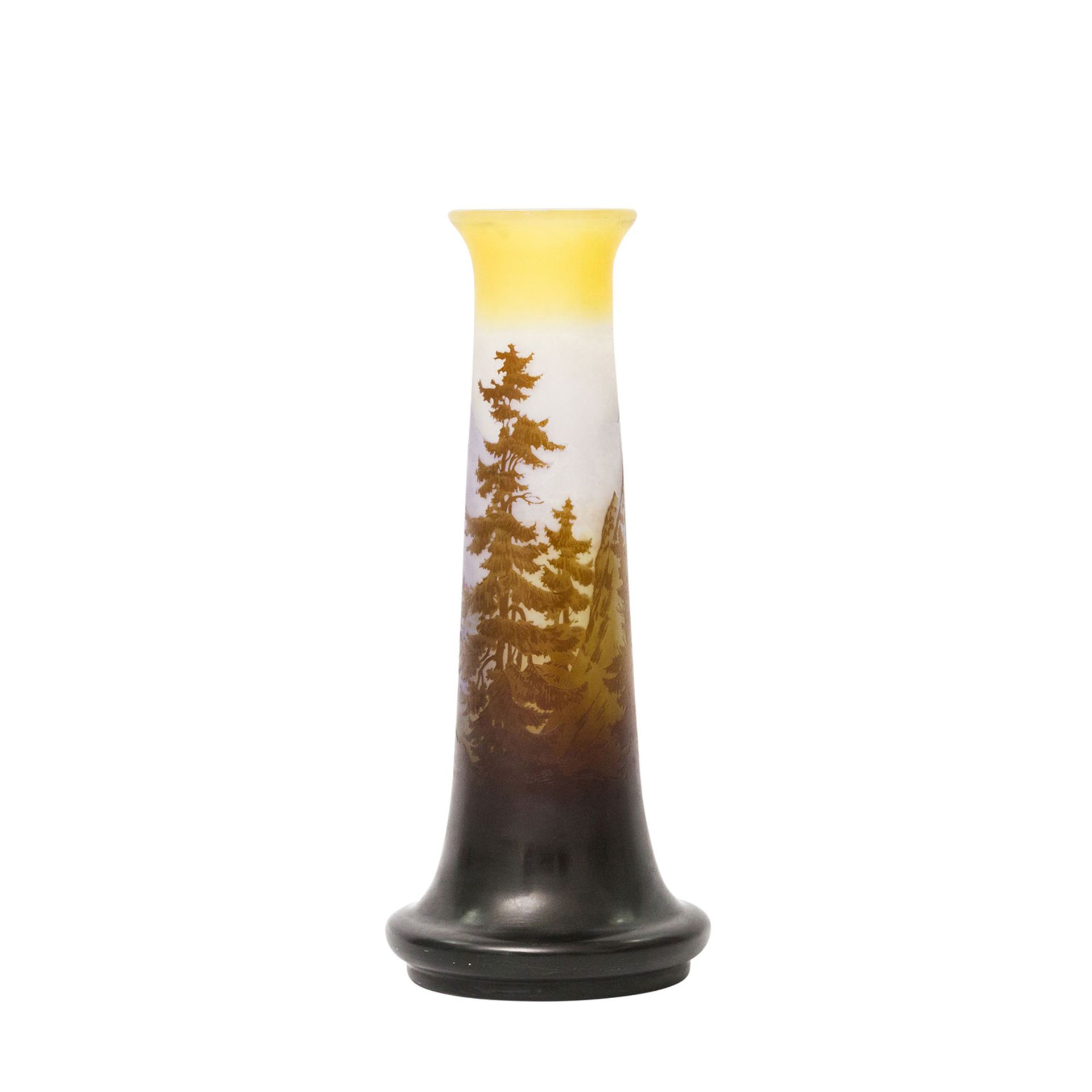 ÉMILE GALLÉ Vase mit Alpenpanorama, 1906-1914 farbloses Glas, gelb und braun überfangen, in mehreren