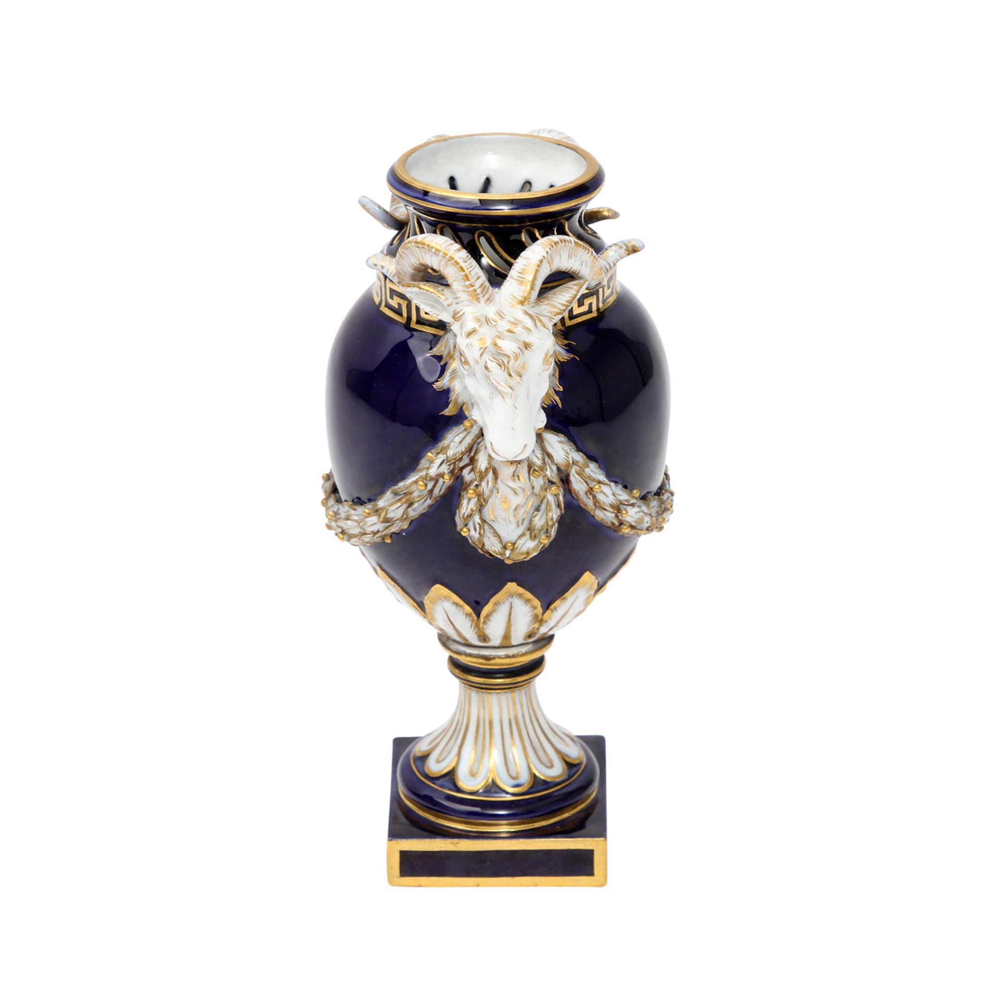 MEISSEN kleine Potpourri-Vase, 1860-1924 Kobaltblauer Fond, bauchiger Korpus mit Rundfuß auf - Image 3 of 8