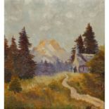 MONOGRAMMIST FB (Maler 20. Jh.), "Kapelle im Gebirge"im Hintergrund Bergmassiv, u.re. monogr., Öl/