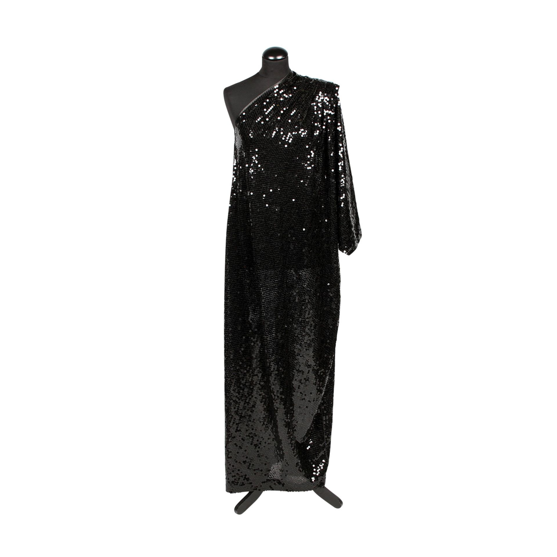 Vintage Abendkleid aus dem Privatbesitz von Doris Haug, 1970er JahreBodenlanges One-Shoulder