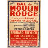 Plakat "BAL DU MOULIN ROUGE", 1889-1958, La plus grande Revue de Cabaret - Music-Hall,French CanCan,