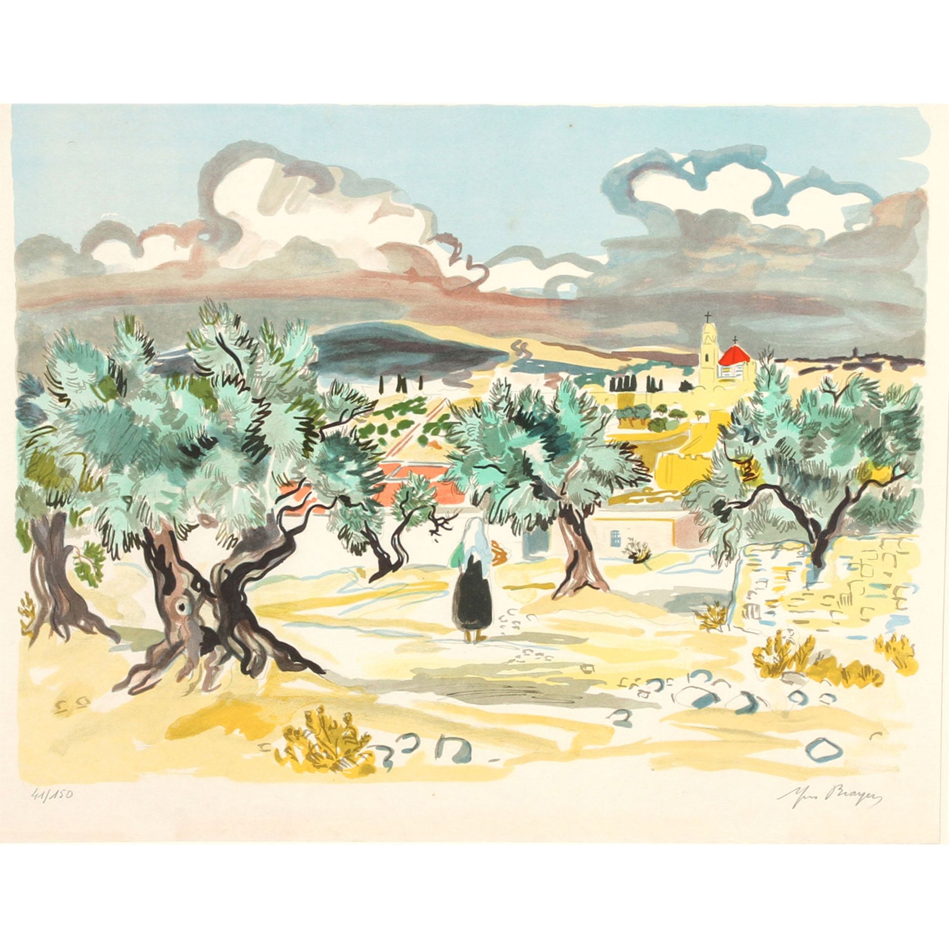 BRAYER, YVES (1907-1990, französischer Künstler), "Le Mont des Oliviers",mediterrane Landschaft