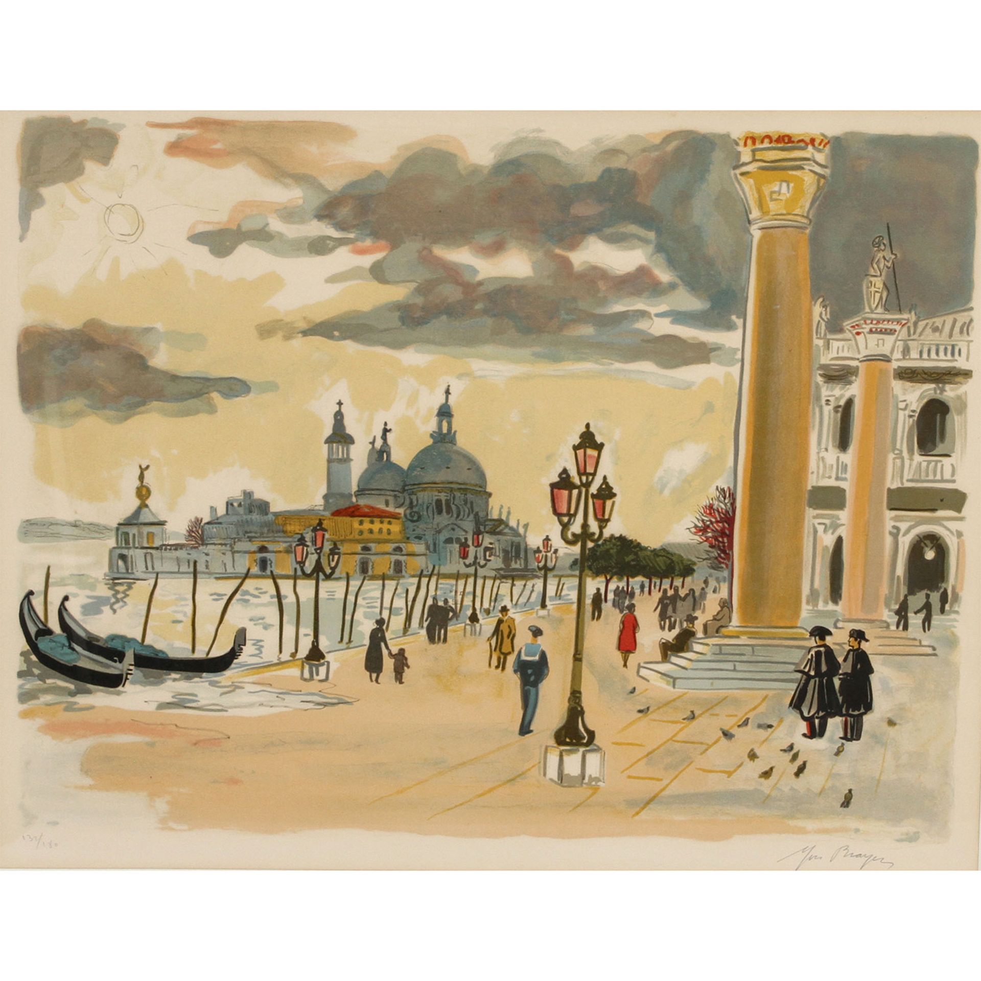 BRAYER, YVES (1907-1990, französischer Künstler), "Venedig",Blick vom Markusplatz auf Santa Maria