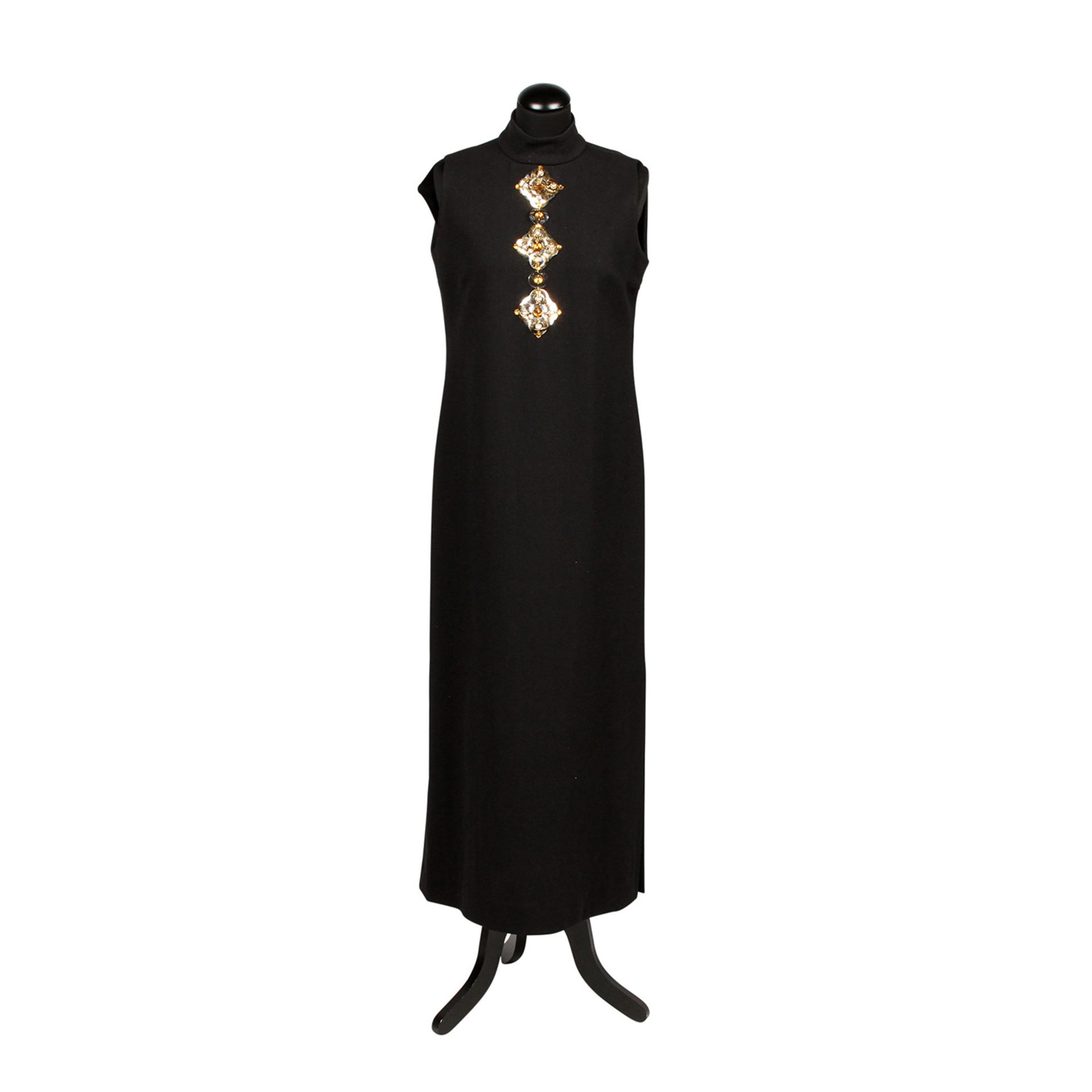 POLLY PECK Abendkleid aus dem Privatbesitz von Doris Haug, 1980er JahreBodenlanges, schwarzes
