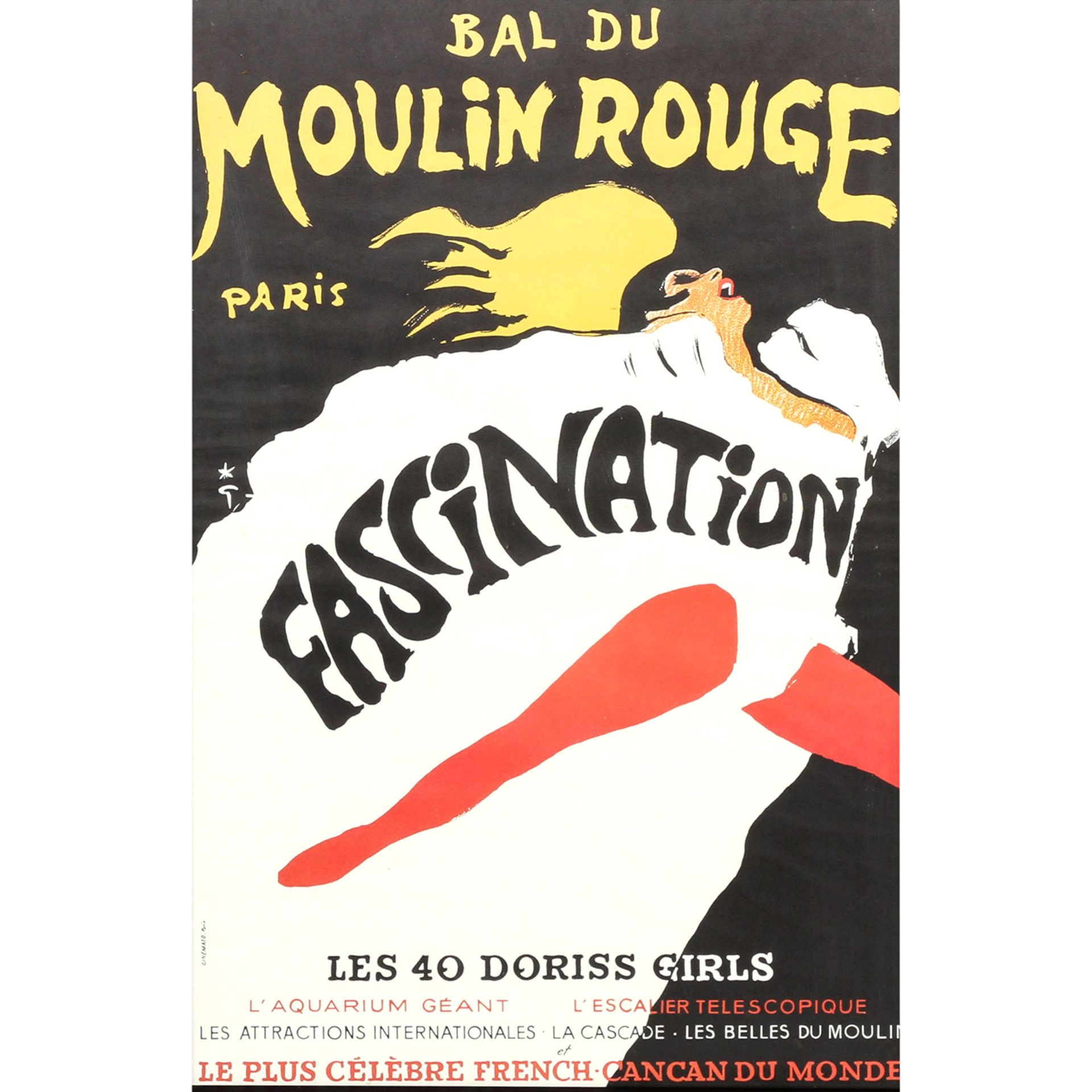 Plakat zur Show "BAL DU MOULIN ROUGE - FASCINATION", Paris, 1967, Entwurf RENÉ GRUAU,Offset, Edition