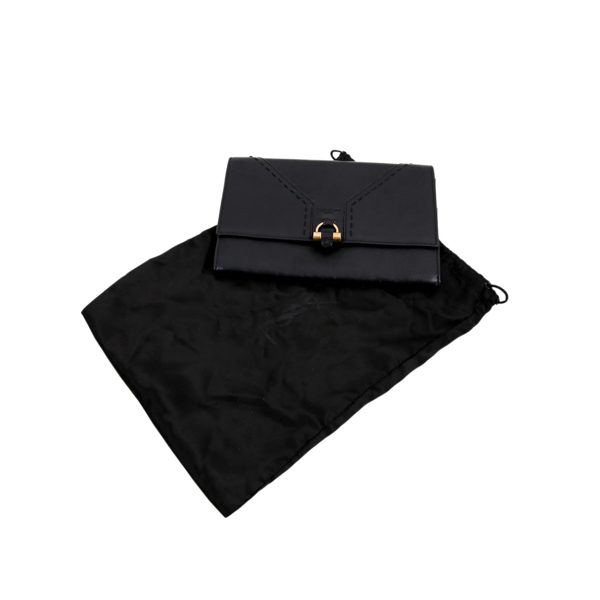 YVES SAINT LAURENT VINTAGE Reise-Pochette "MUSE".Flaches Design mit Überschlag aus schwarzem Leder - Image 8 of 8