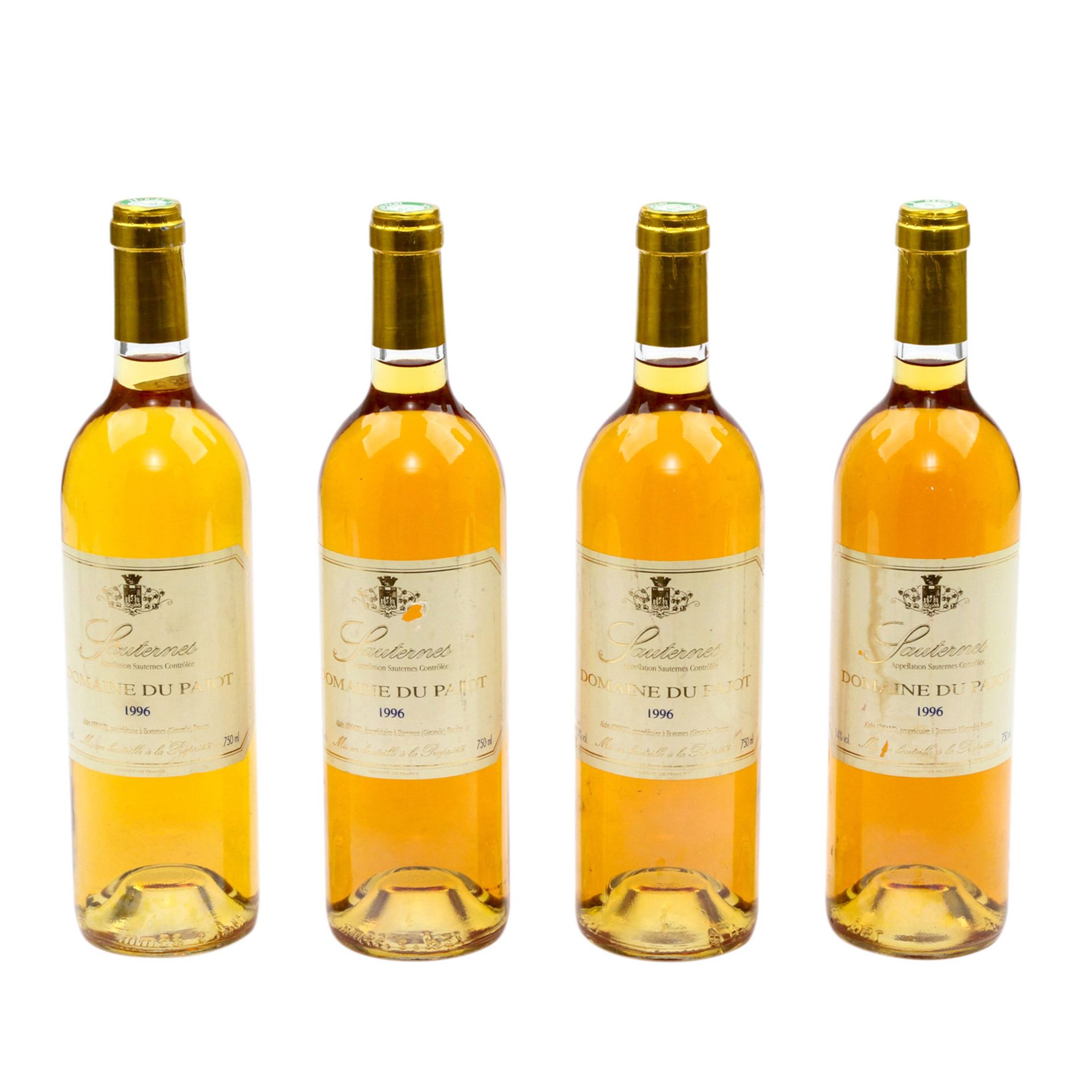4 Flaschen SAUTERNES Domaine du Pajot 1996Sauternes, Frankreich, Weisswein, 14% Vol., 750 ml,