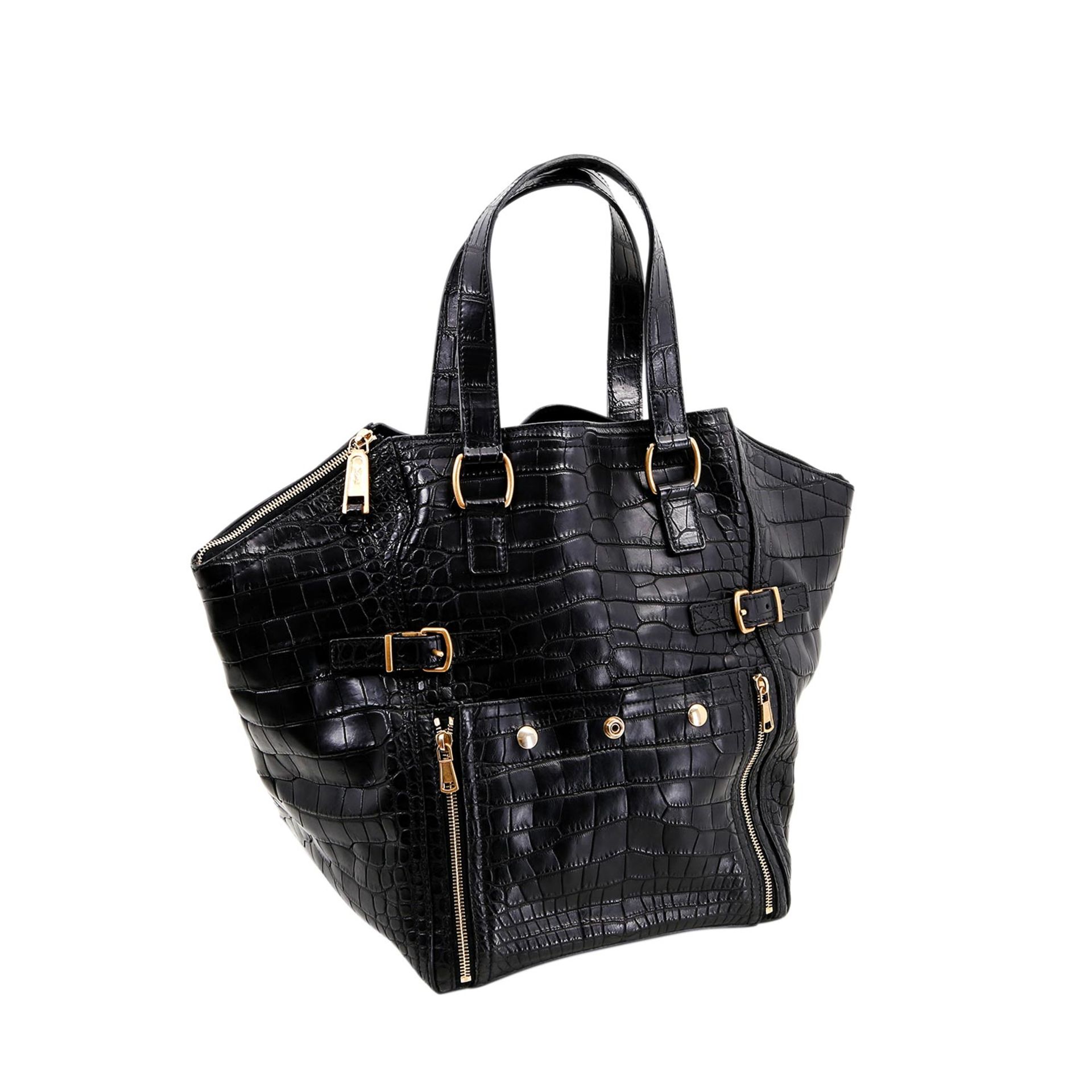 YVES SAINT LAURENT Shopper "DOWNTOWN KROKO", Koll. 2008.KP. ca.: 25.500,-€. Schwarzes Alligator - Image 2 of 7